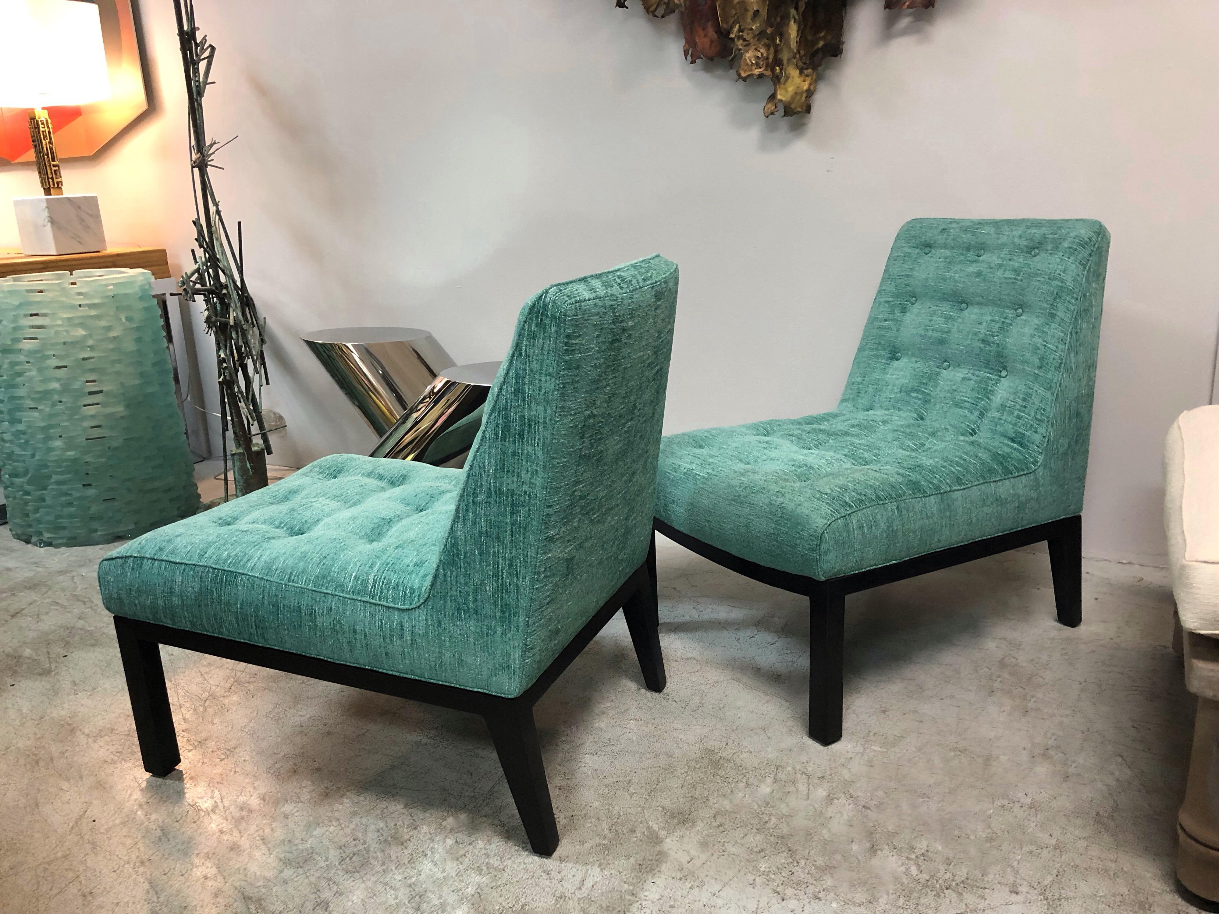 Wood Pair of Dunbar Mid Century Lounge Chairs by Edward Wormley