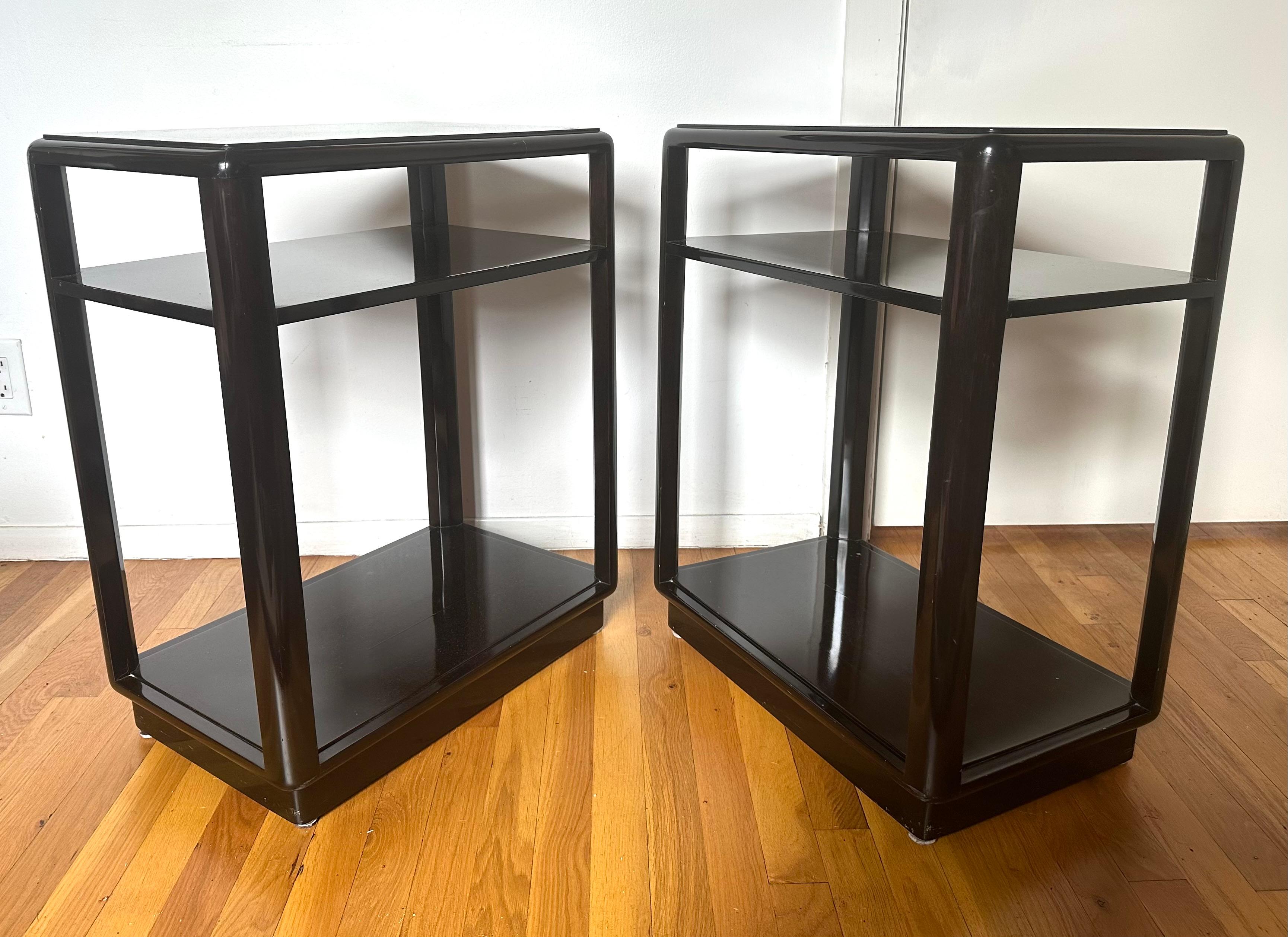 Pair Dunbar Three-Tier Mahogany End Tables, c. 1940s 2