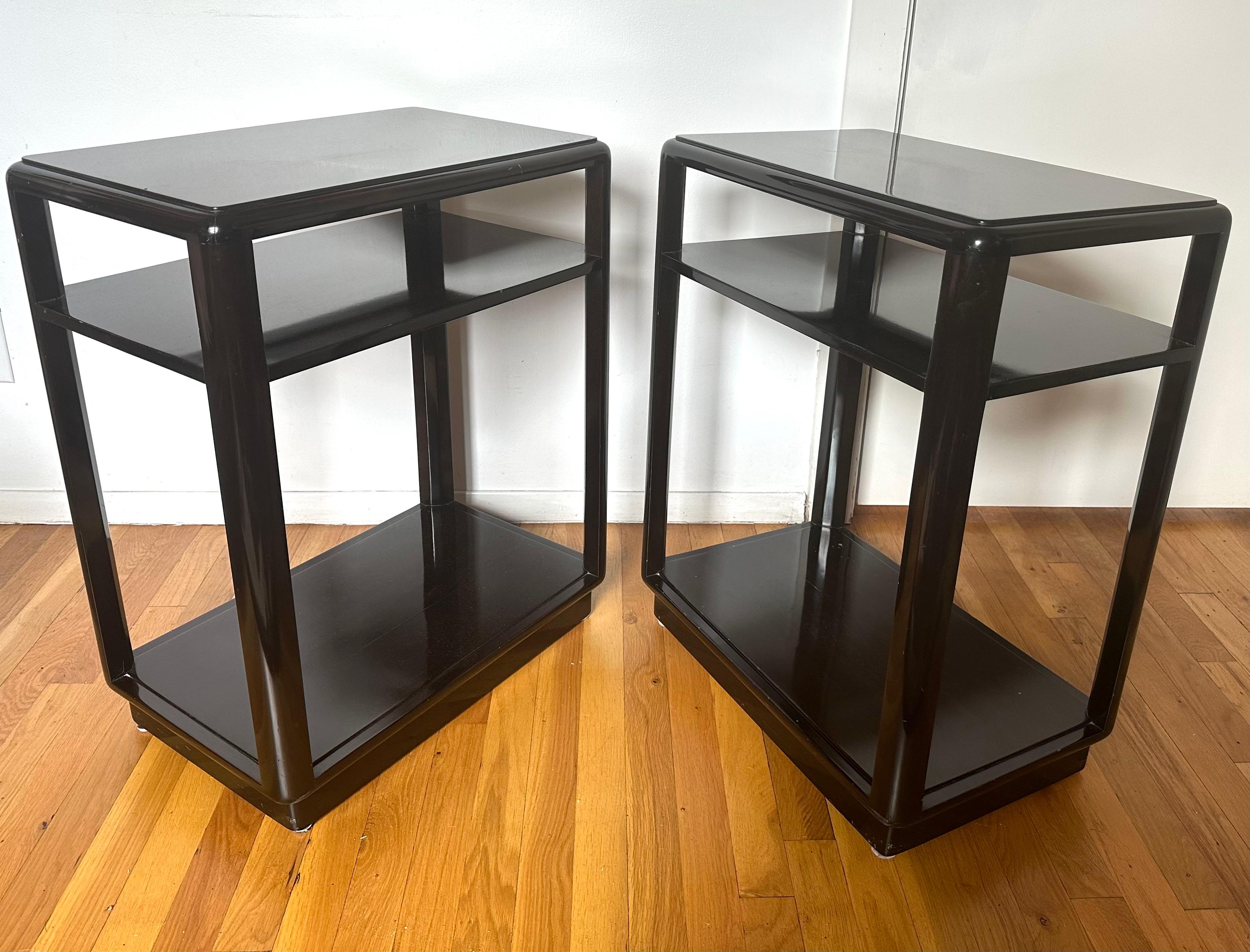 Pair Dunbar Three-Tier Mahogany End Tables, c. 1940s 3