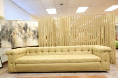 Pair Dunbar Tufted Leather Party Sofa Mid-Century Modern
