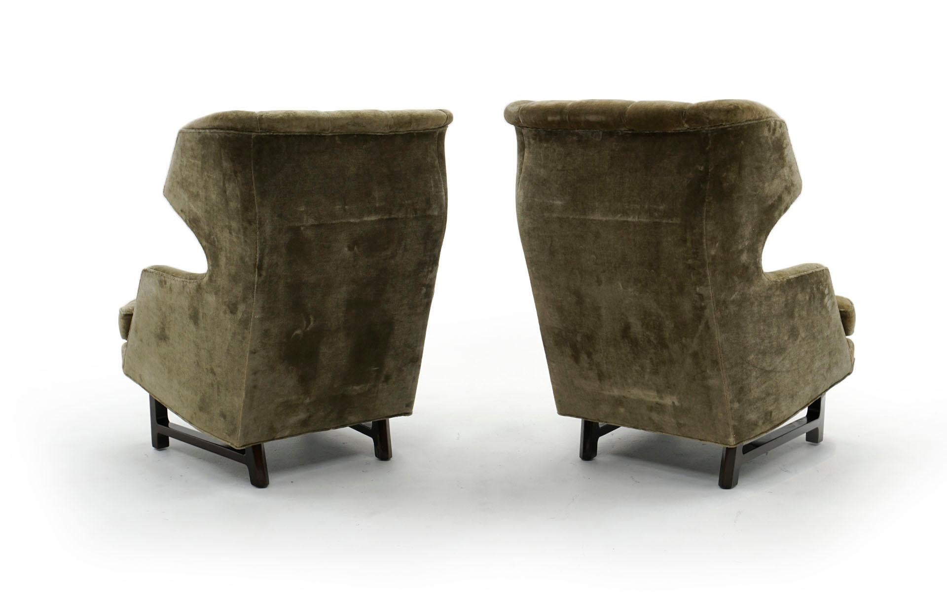 American Pair Dunbar Wingback Chairs w/ Ottomans by Edward Wormley for Janus Collection