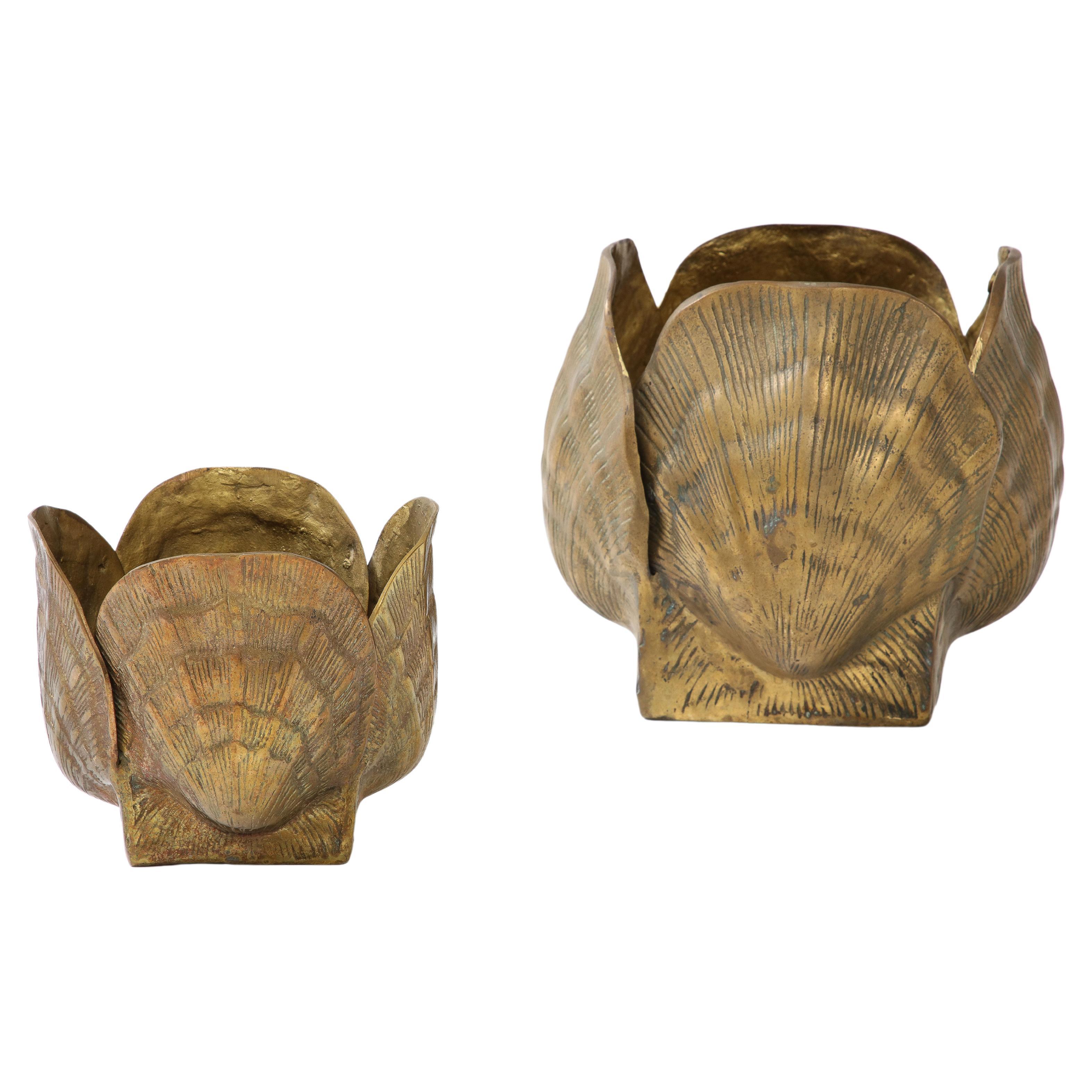 Pair Duquette Style Shell Planters