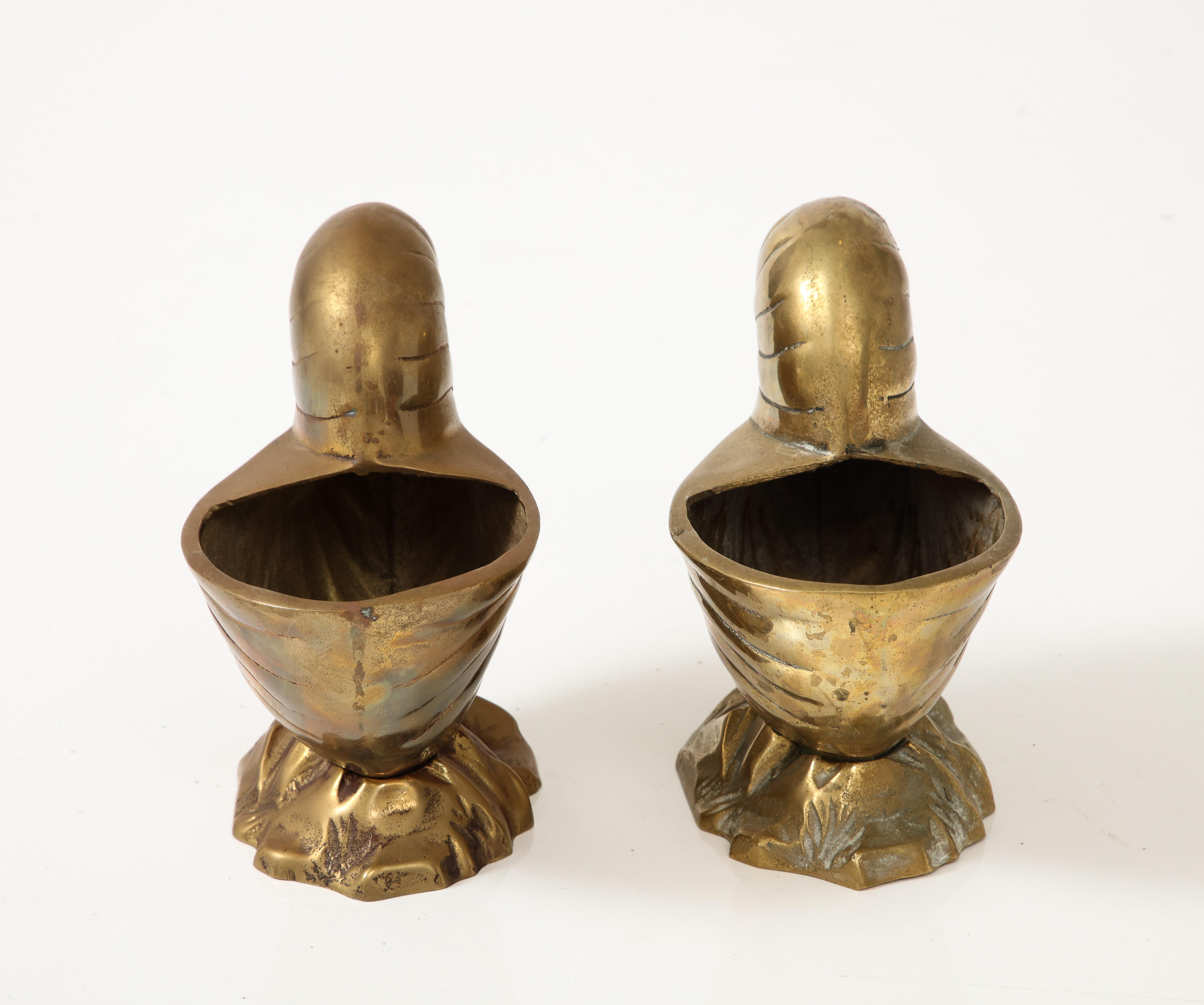 20th Century Pair Duquette Style Bronze Nautilus Cache Pots