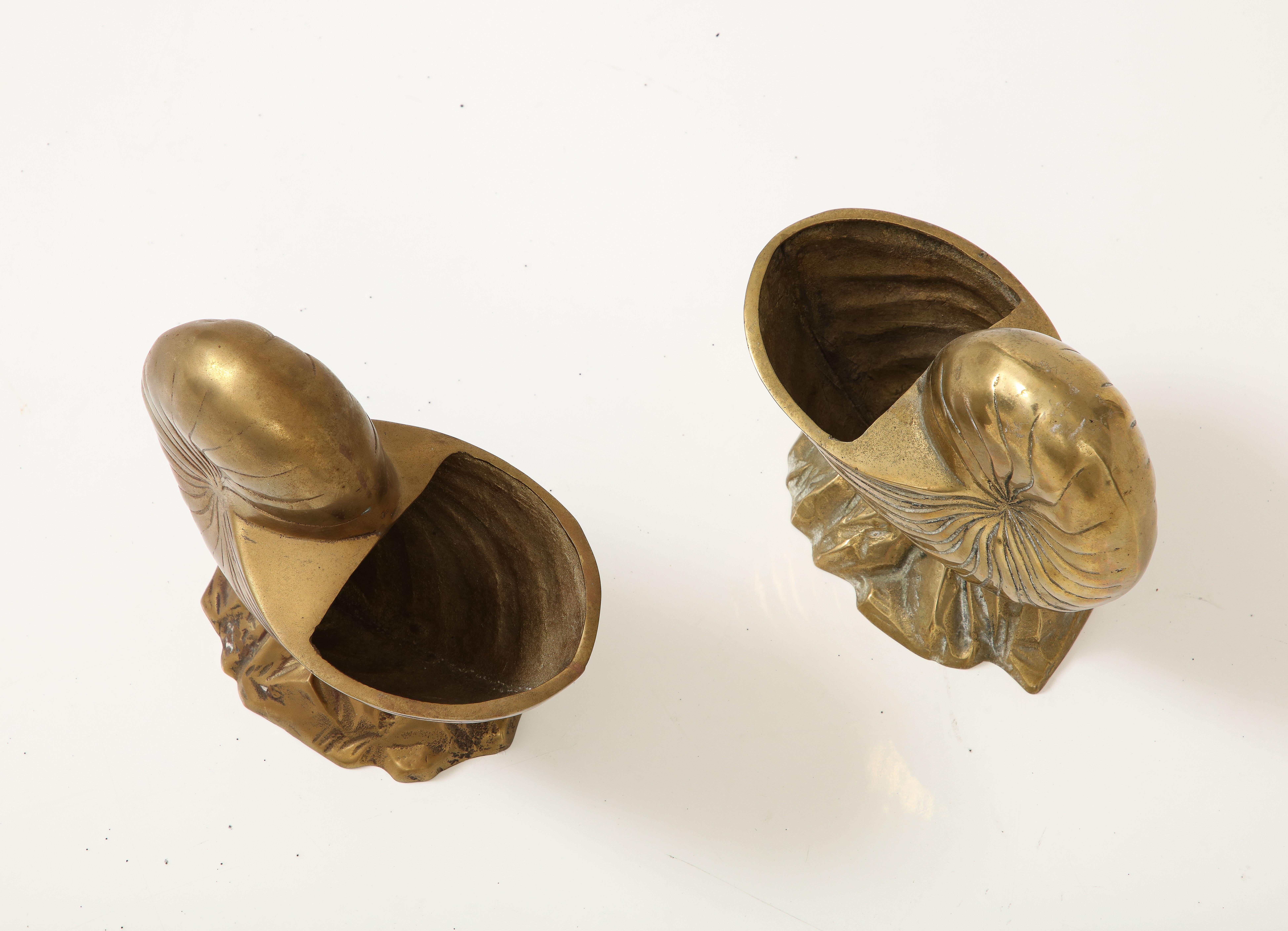 Pair Duquette Style Bronze Nautilus Cache Pots 1