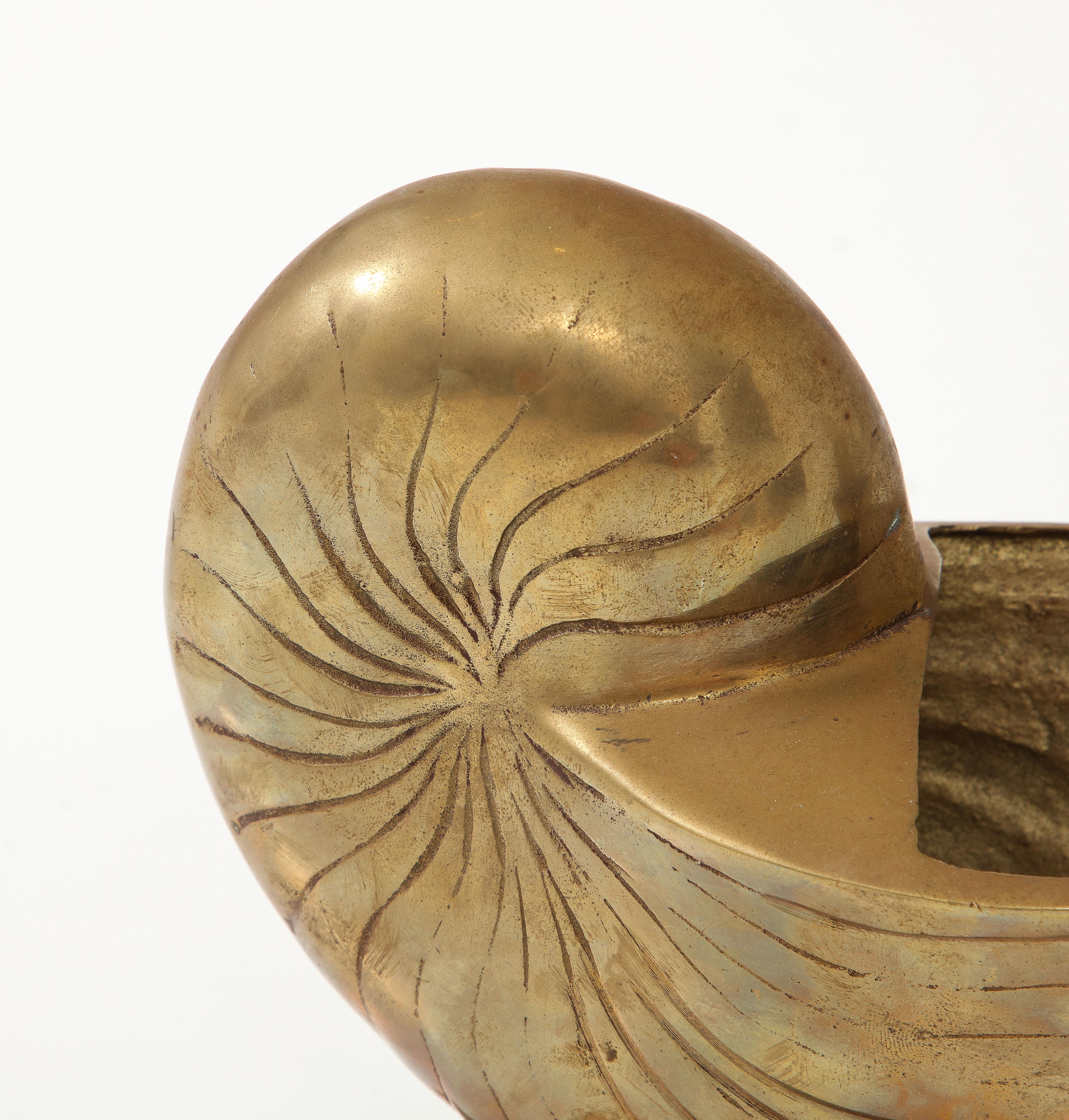 Pair Duquette Style Bronze Nautilus Cache Pots 2