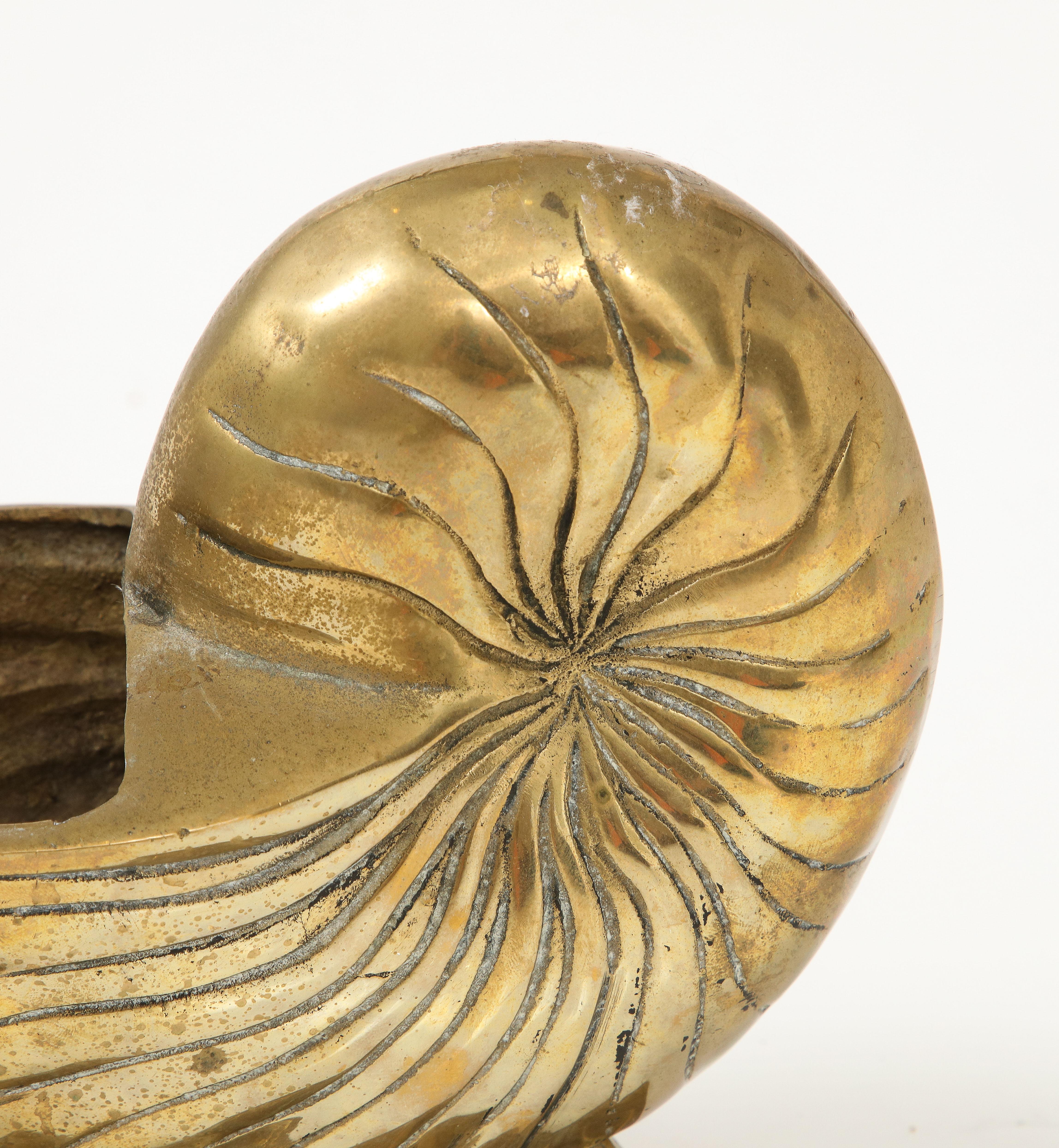Pair Duquette Style Bronze Nautilus Cache Pots 3