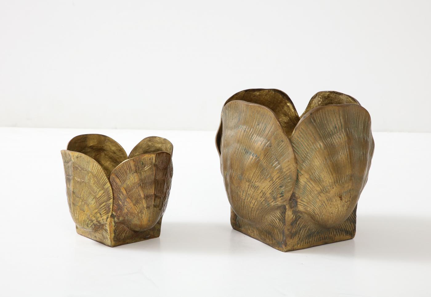 Cast Pair Duquette Style Shell Planters For Sale