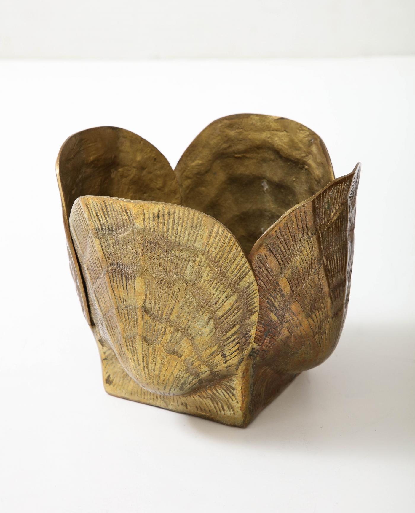Bronze Pair Duquette Style Shell Planters For Sale