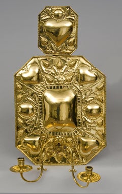 Pair of Dutch Antique Brass Wall Sconces, circa 1820