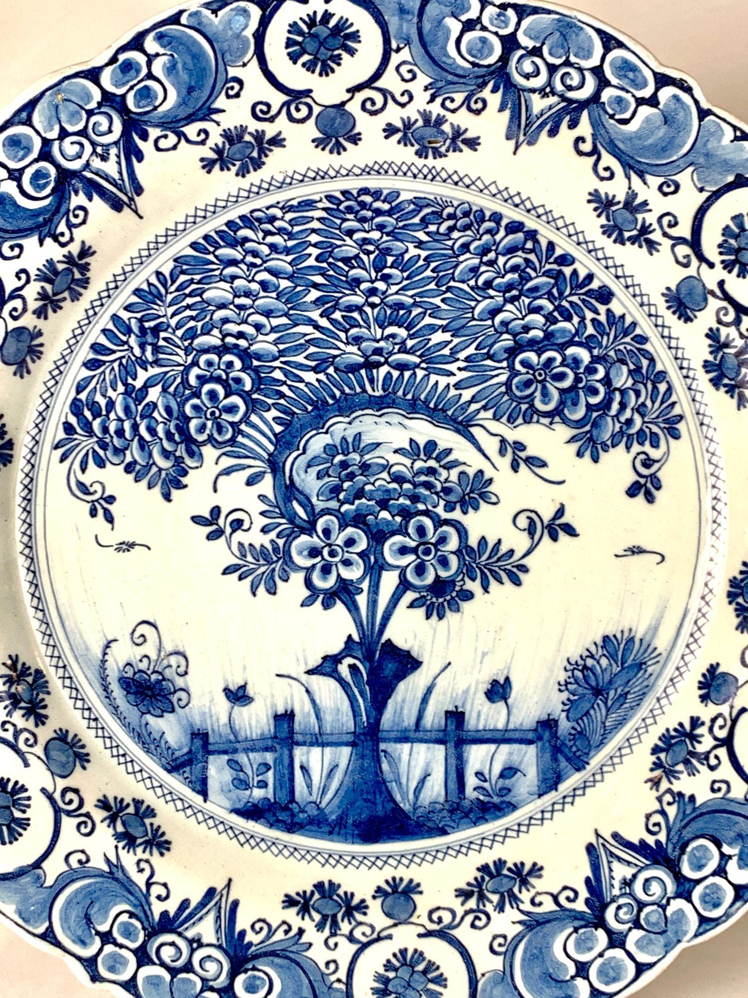 Pair Dutch Delft Blue and White Chargers by The Axe Factory Circa 1770 In Excellent Condition For Sale In Katonah, NY