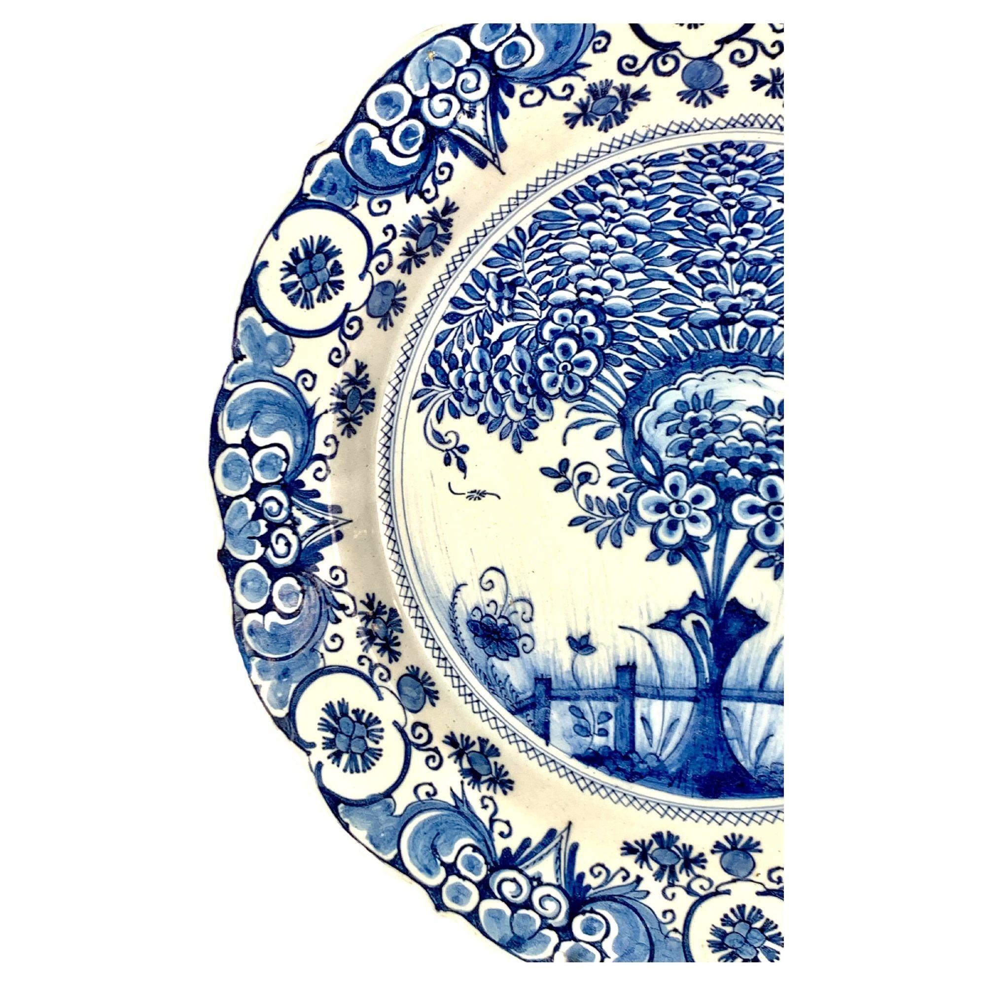 18th Century Pair Dutch Delft Blue and White Chargers by The Axe Factory Circa 1770 For Sale