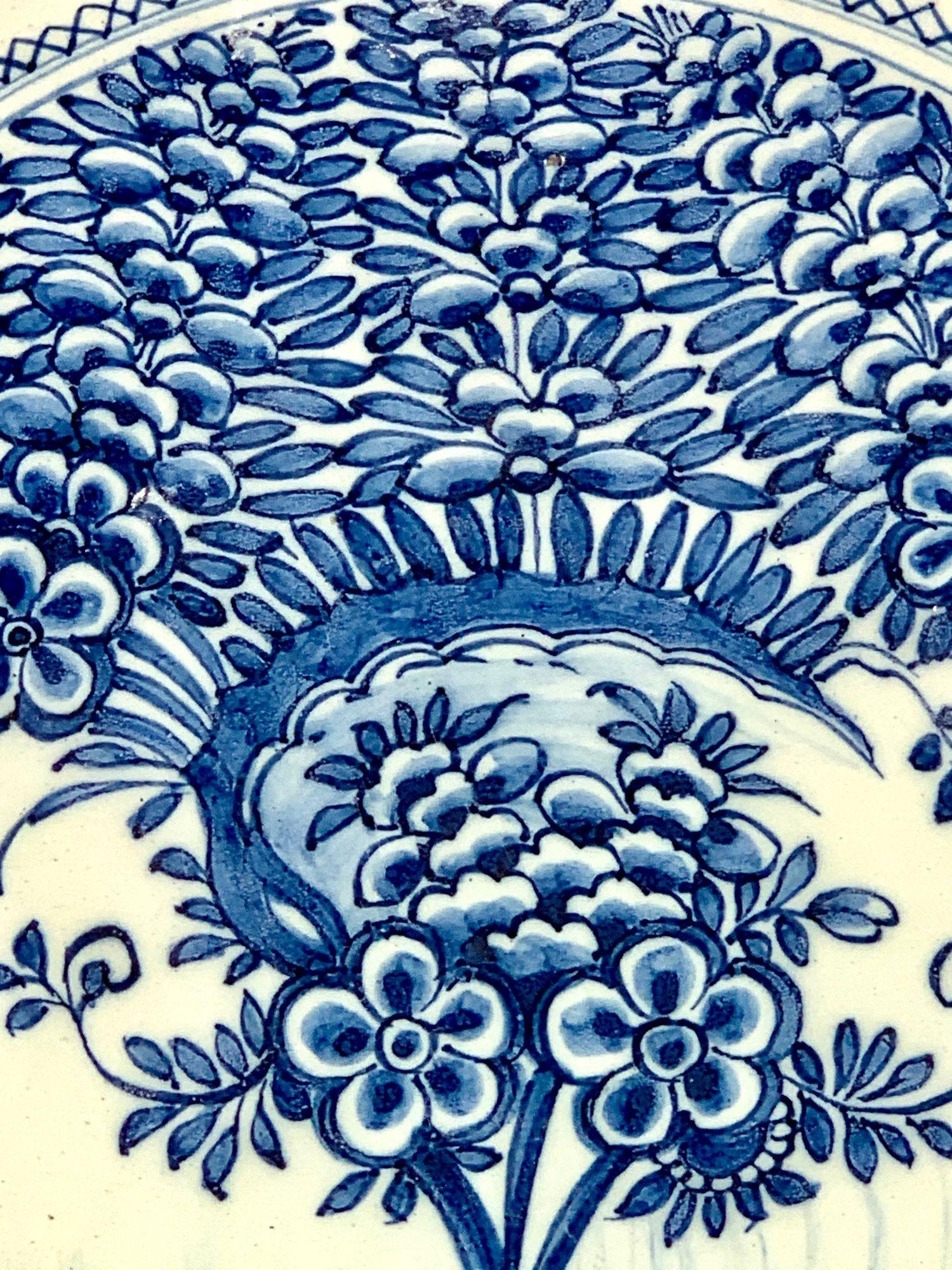 Pair Dutch Delft Blue and White Chargers by The Axe Factory Circa 1770 For Sale 1