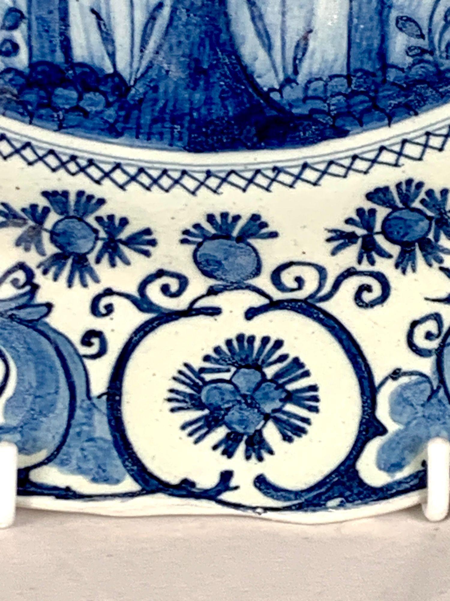 Pair Dutch Delft Blue and White Chargers by The Axe Factory Circa 1770 For Sale 2