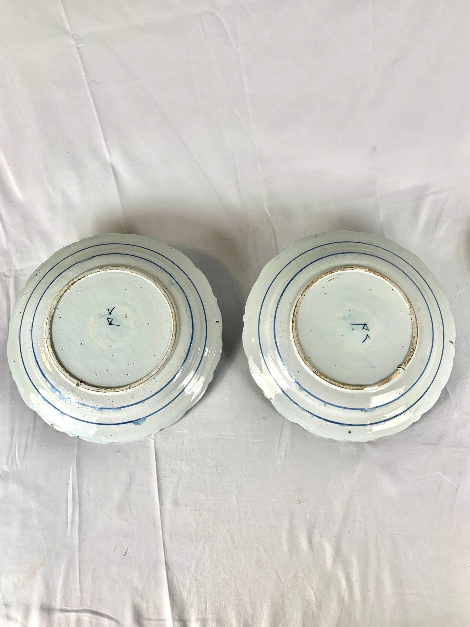 Pair Dutch Delft Blue and White Chargers by The Axe Factory Circa 1770 For Sale 3
