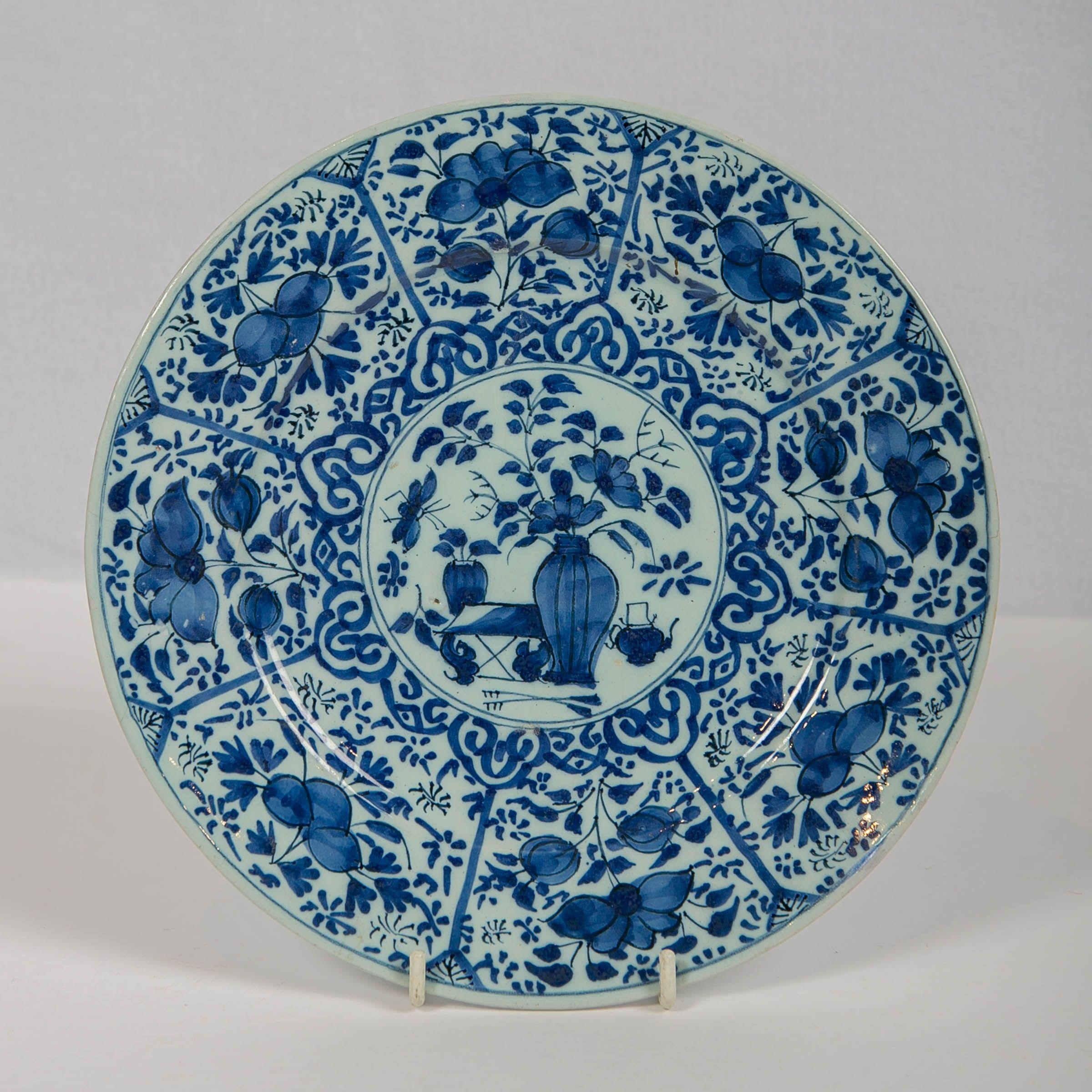 Rococo Pair of Dutch Delft Blue and White Pancake Plates Made 1705-1725