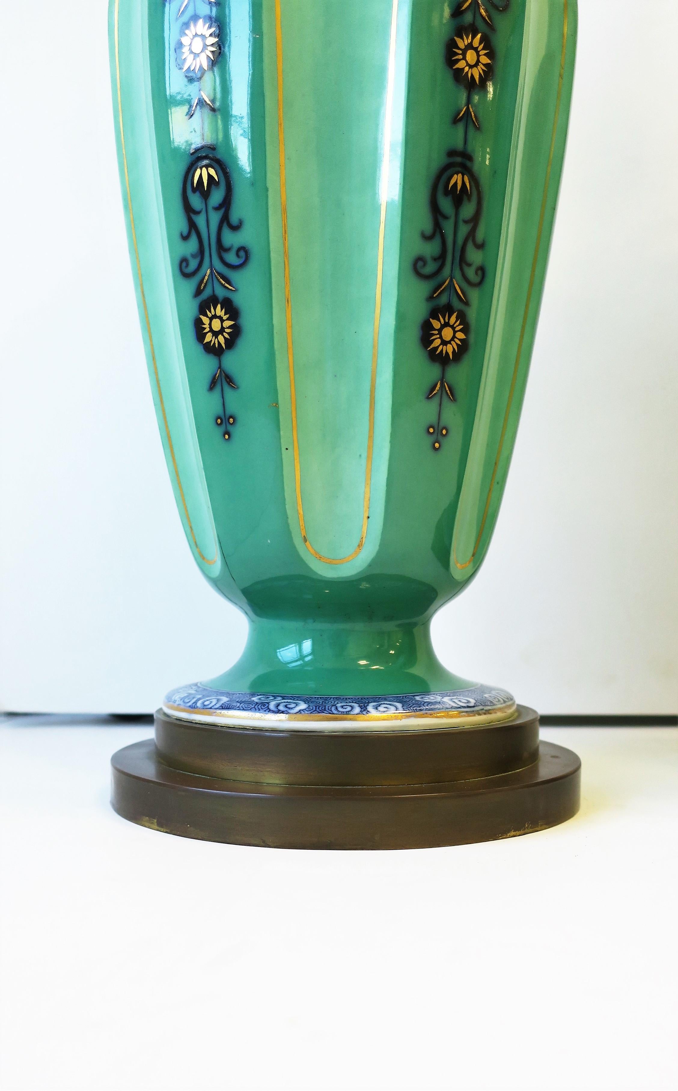 Dutch Blue White Green Ceramic Table Lamps Ginger Jar Style, circa 1930s For Sale 8