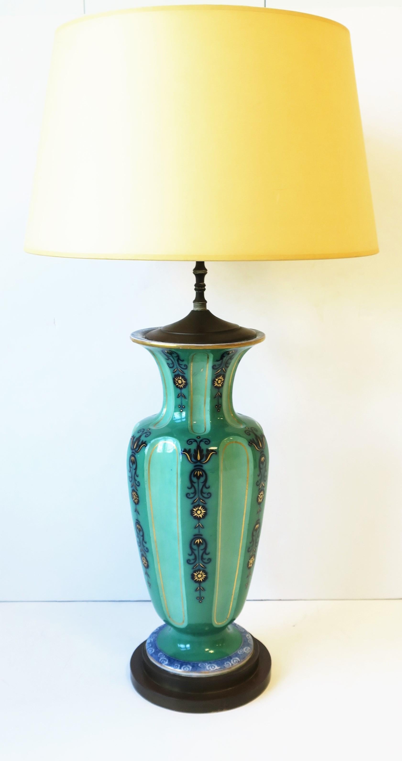 Dutch Blue White Green Ceramic Table Lamps Ginger Jar Style, circa 1930s For Sale 4