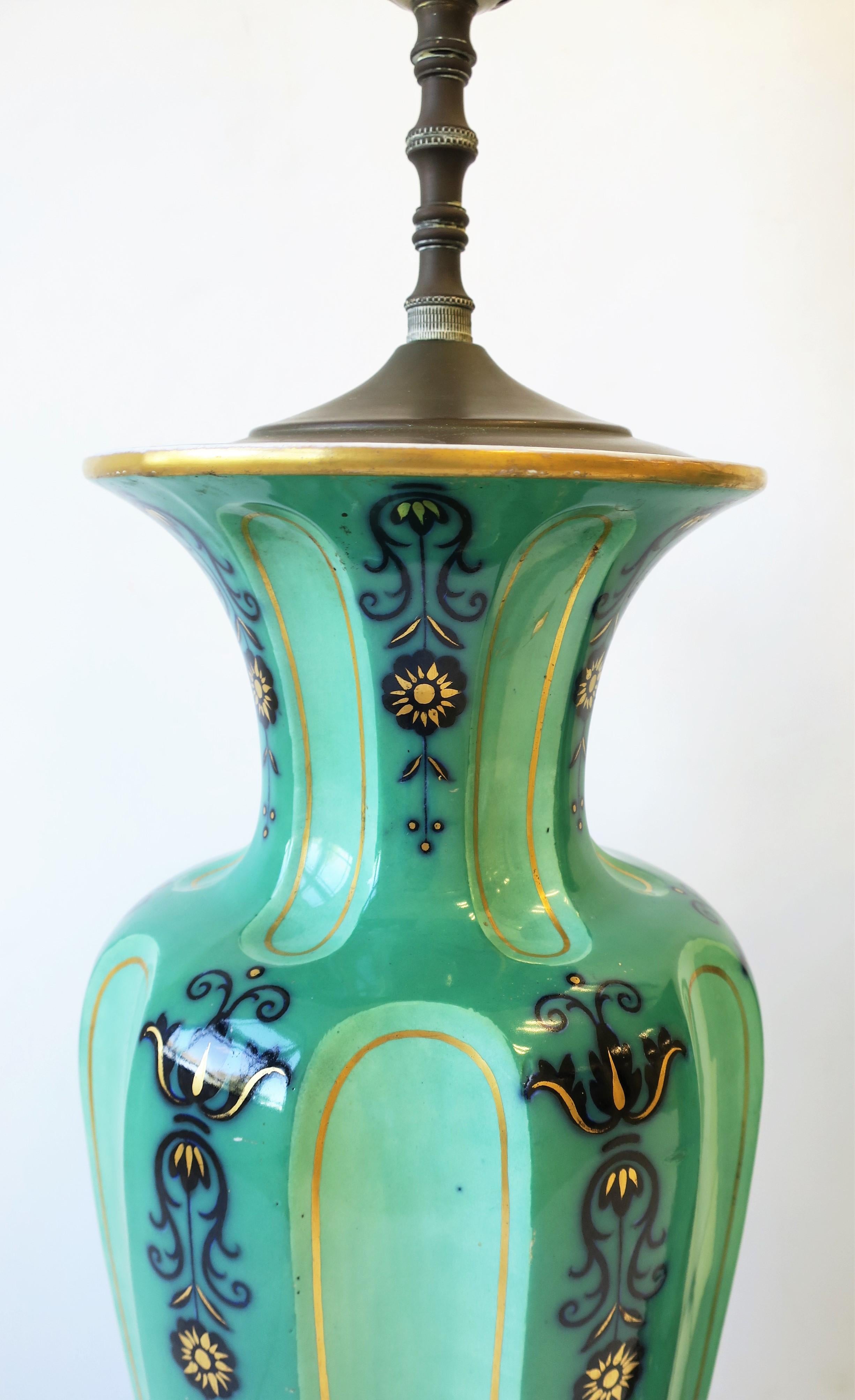 Dutch Blue White Green Ceramic Table Lamps Ginger Jar Style, circa 1930s For Sale 6