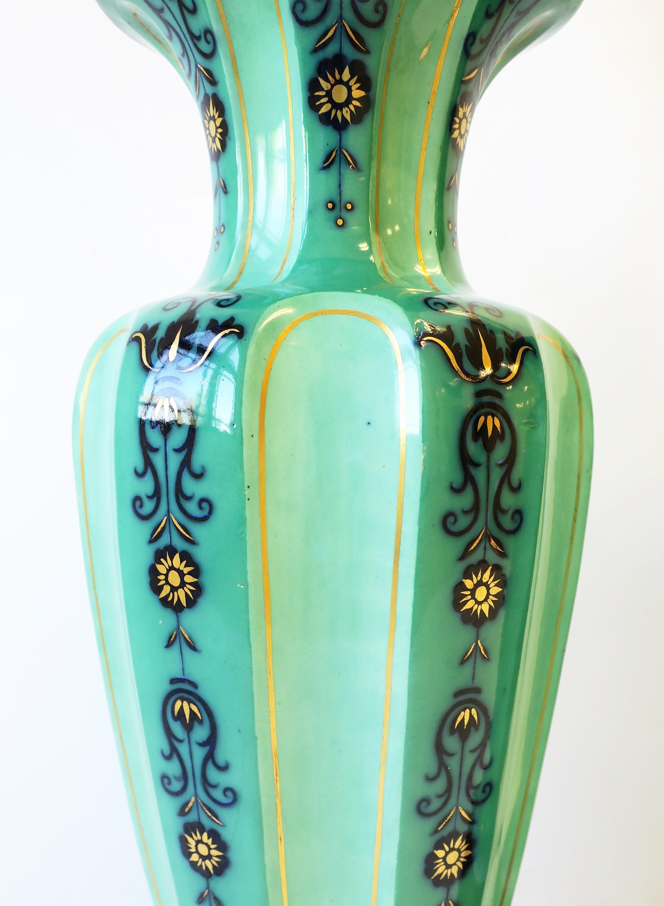 Holländische Blau-Weiß-Grün-Porzellan-Tischlampen im Ginger Jar Stil, ca. 1930er Jahre im Angebot 5