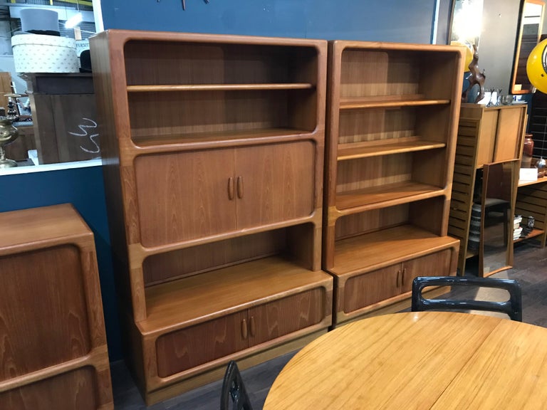 Dyrlund Danish Teak Shelved Wall Units With Drinks Cabinet And