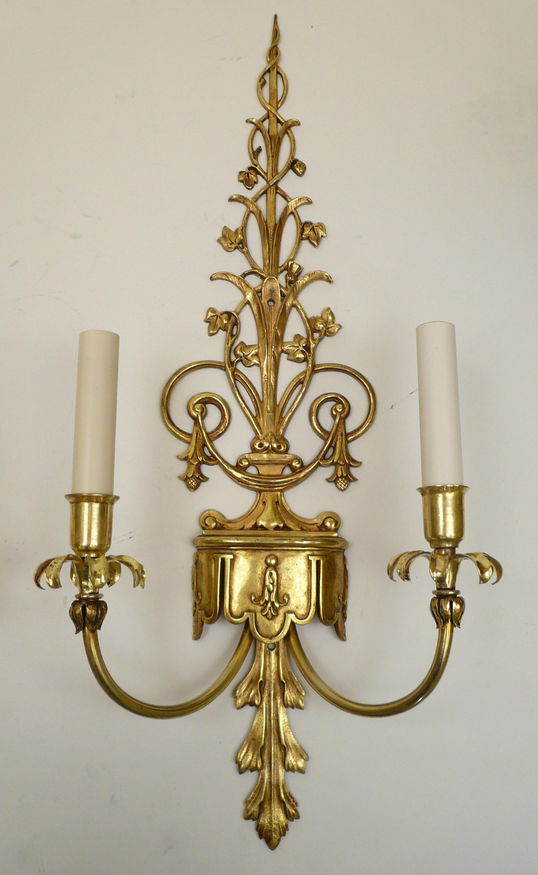 American Pair E. F. Caldwell Classical Style Two Light Sconces