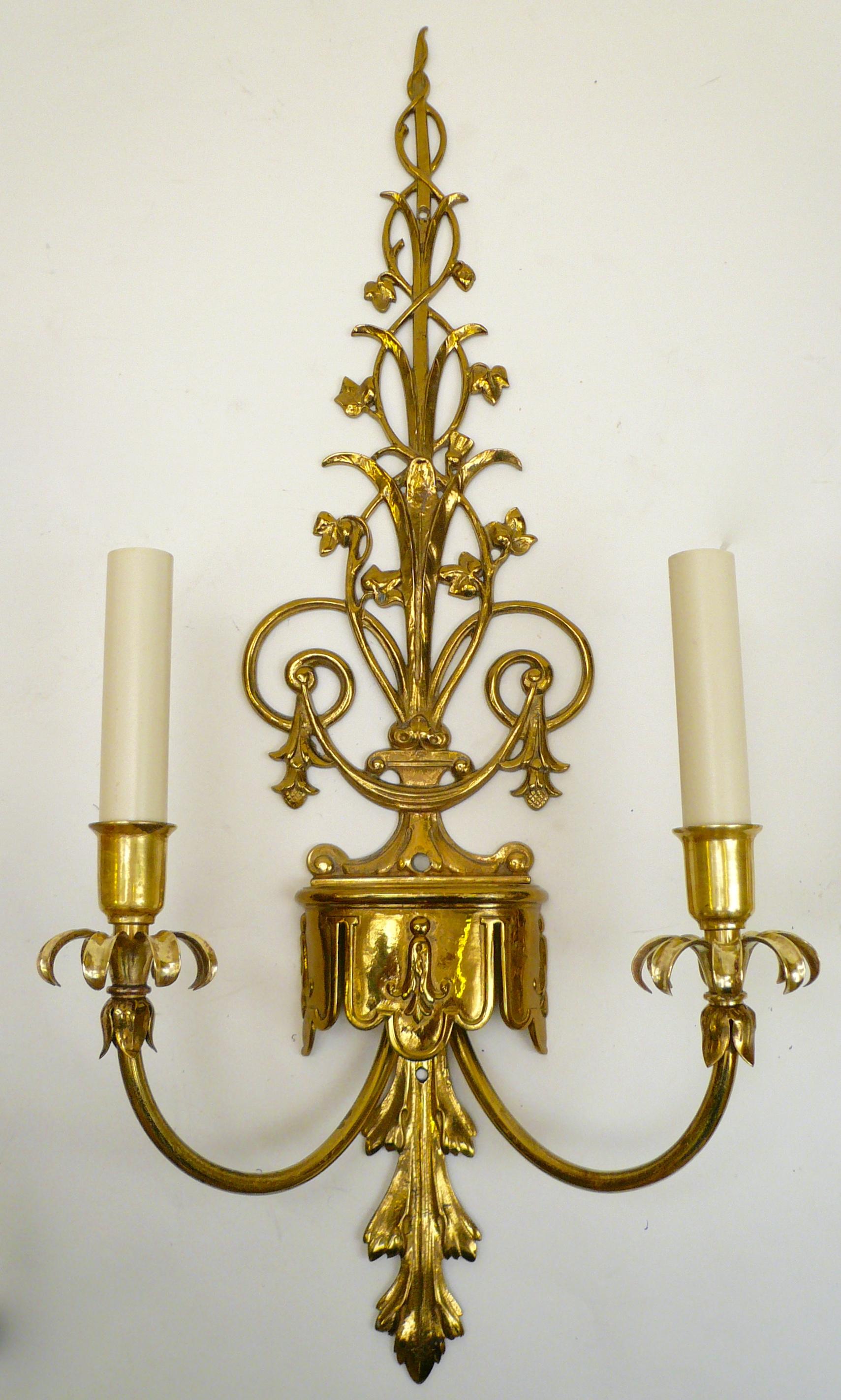 Pair E. F. Caldwell Classical Style Two Light Sconces In Good Condition In Pittsburgh, PA