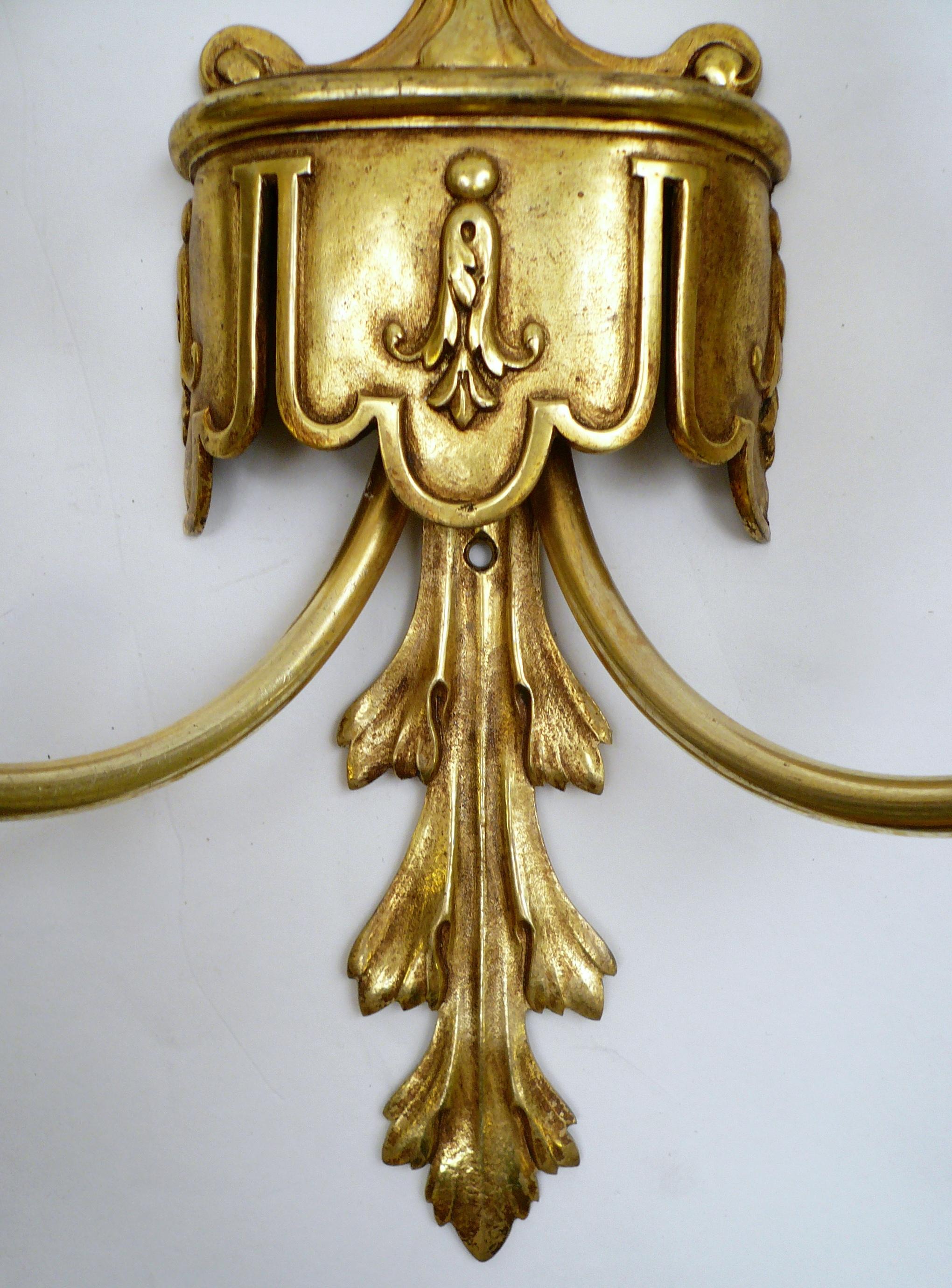 Pair E. F. Caldwell Classical Style Two Light Sconces 2