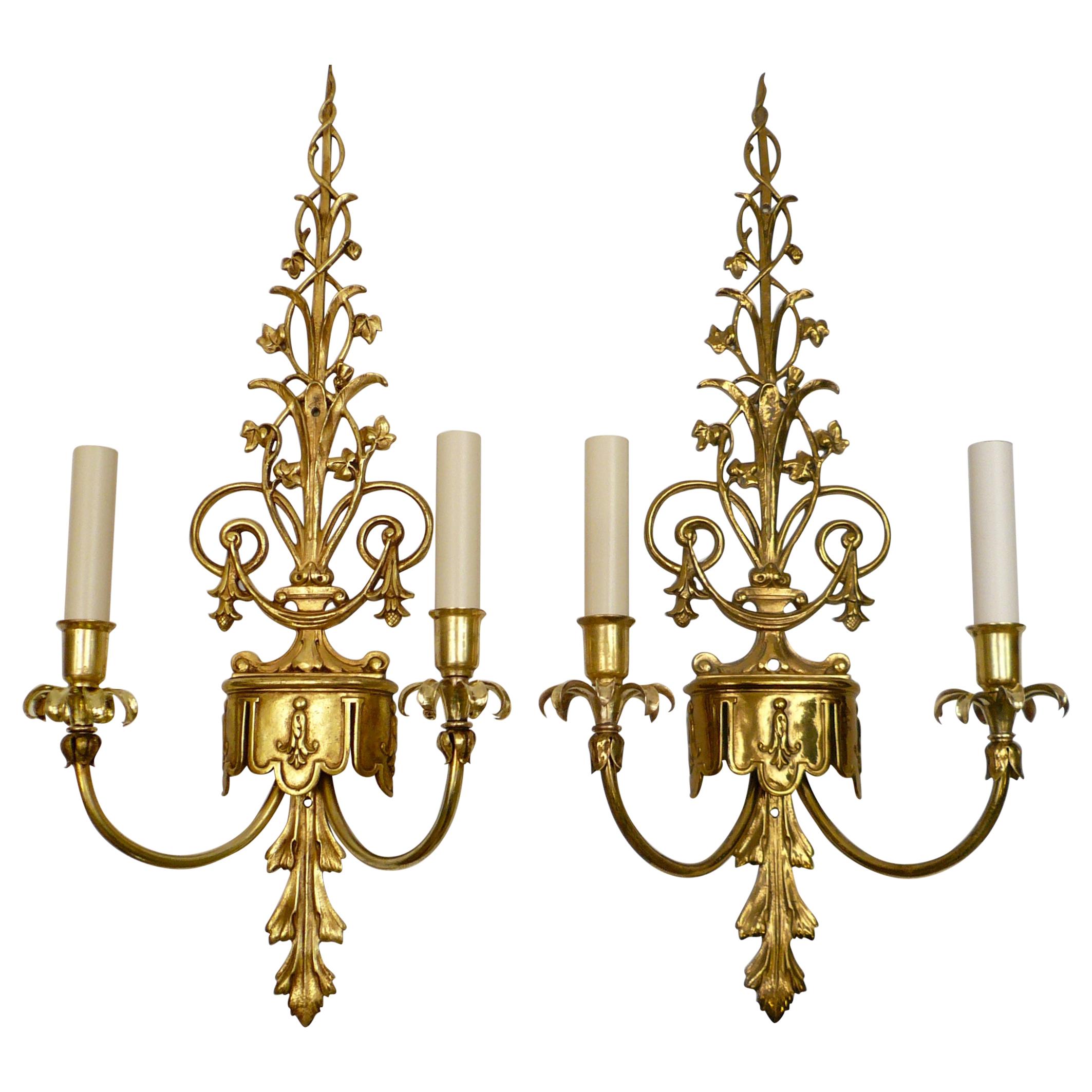 Pair E. F. Caldwell Classical Style Two Light Sconces