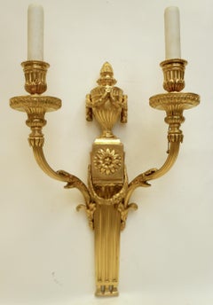 Pair E F Caldwell Louis XVI Style Gilt Bronze Sconces