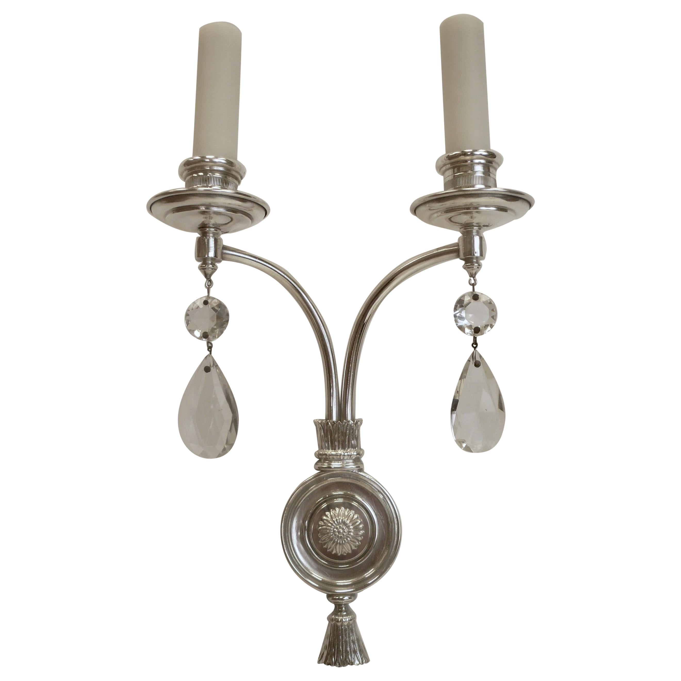 Coppia E. F. A Caldwell, bronzo placcato in argento, due lampade a luce fissa