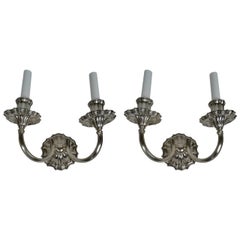 Pair of E. F. Caldwell Silver Two-Light Sconces