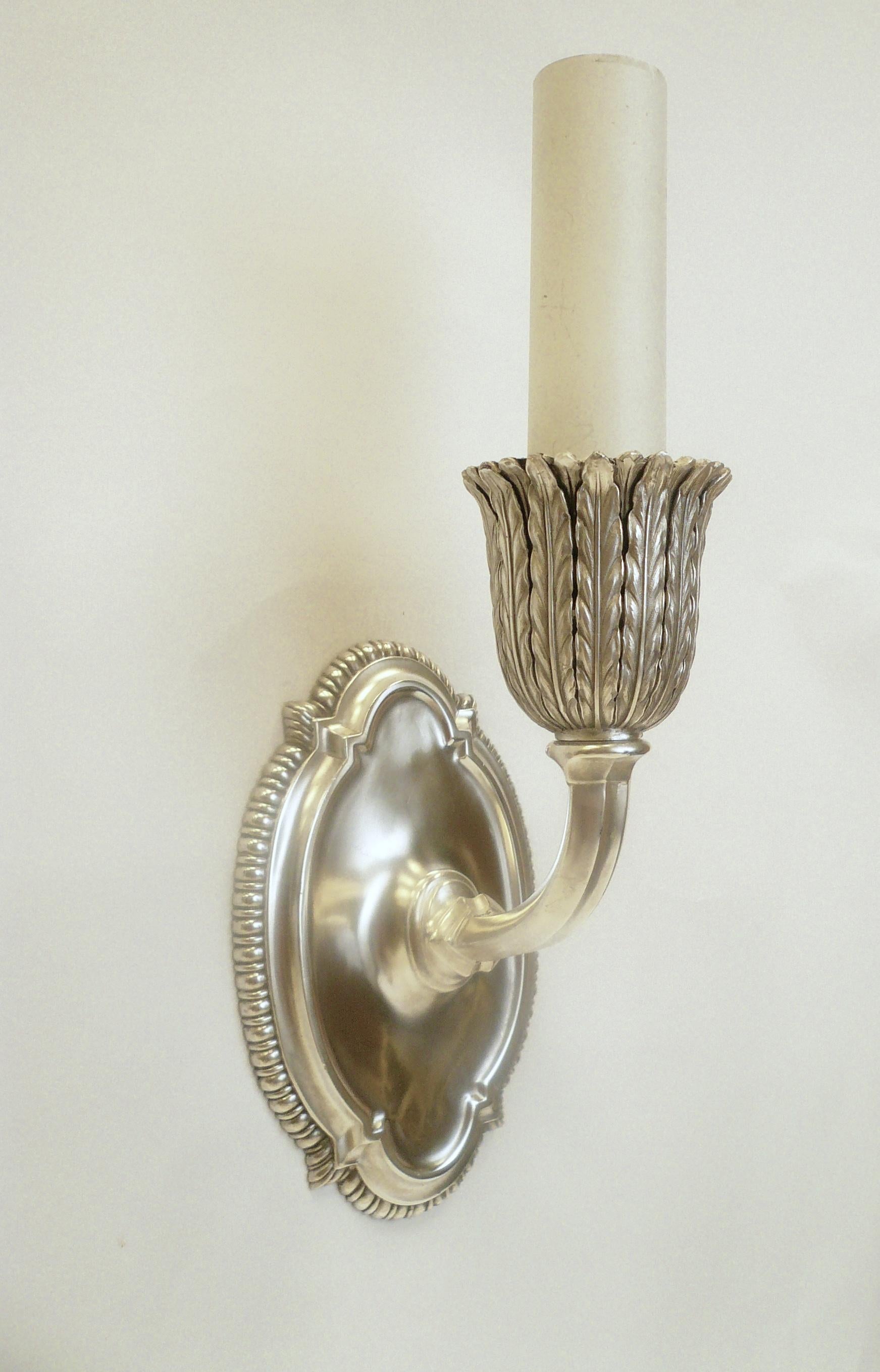 American Pair of E. F. Caldwell Silvered Bronze Single Arm Sconces