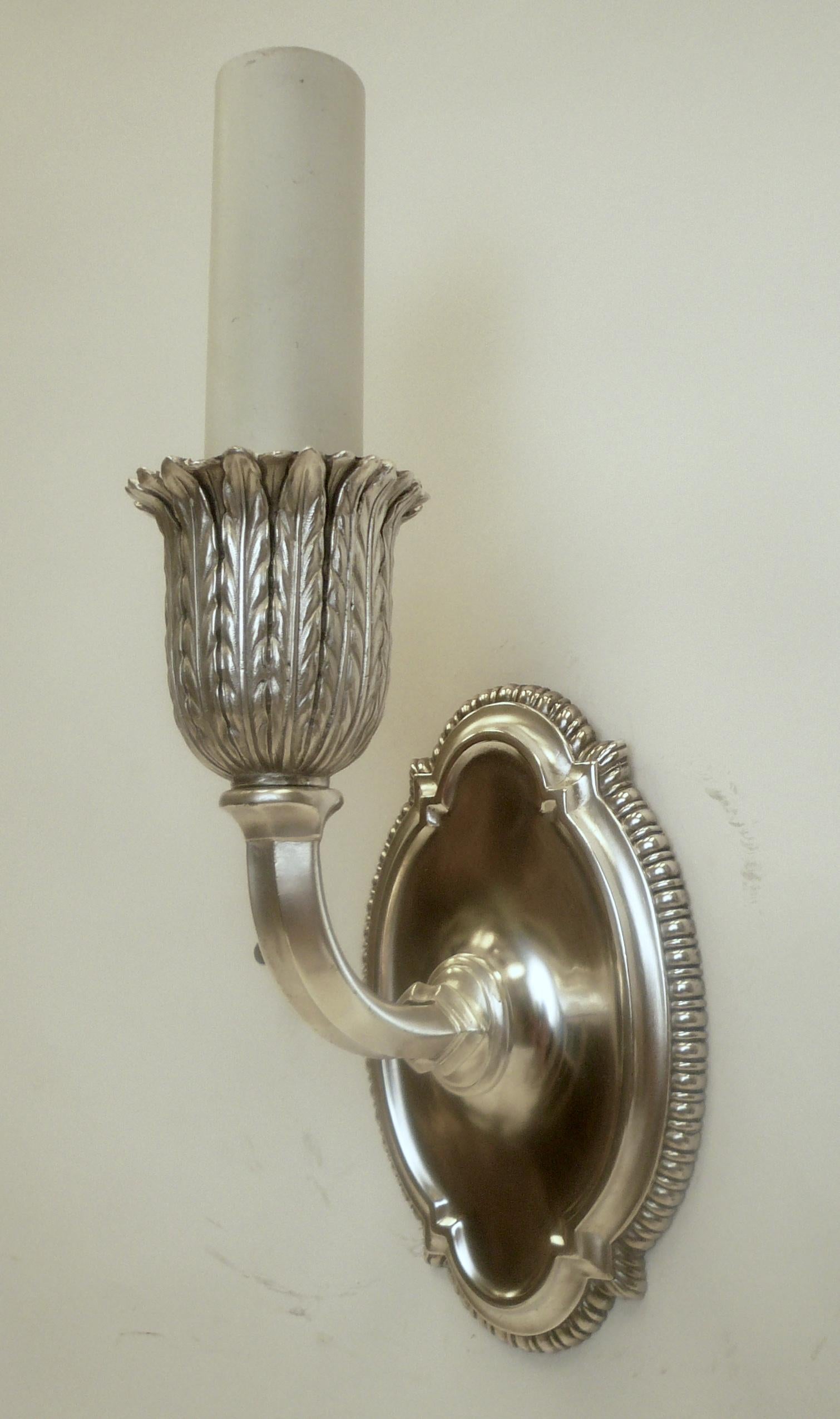 Pair of E. F. Caldwell Silvered Bronze Single Arm Sconces 1