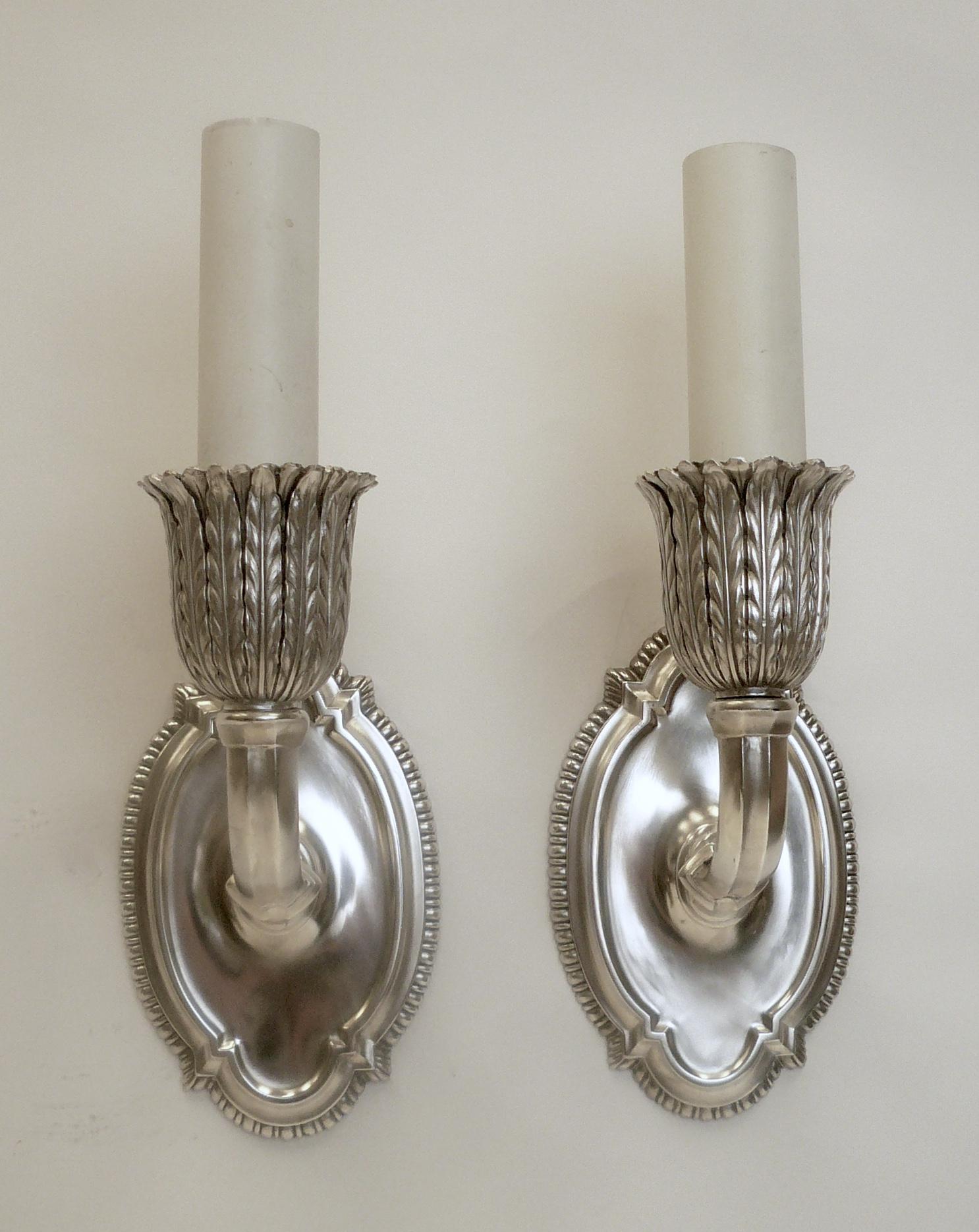 Pair of E. F. Caldwell Silvered Bronze Single Arm Sconces 2