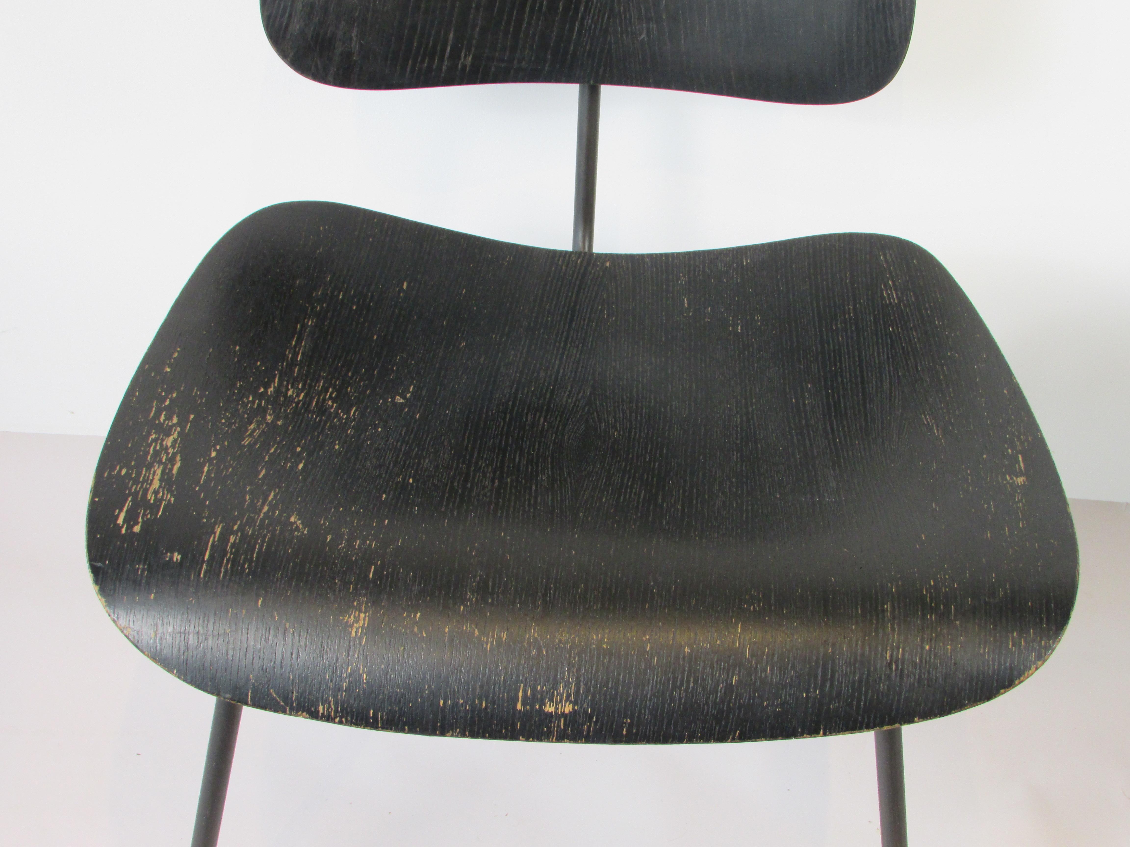 20th Century Pair Eames DCM in Worn Original Ebonized Finish For Sale