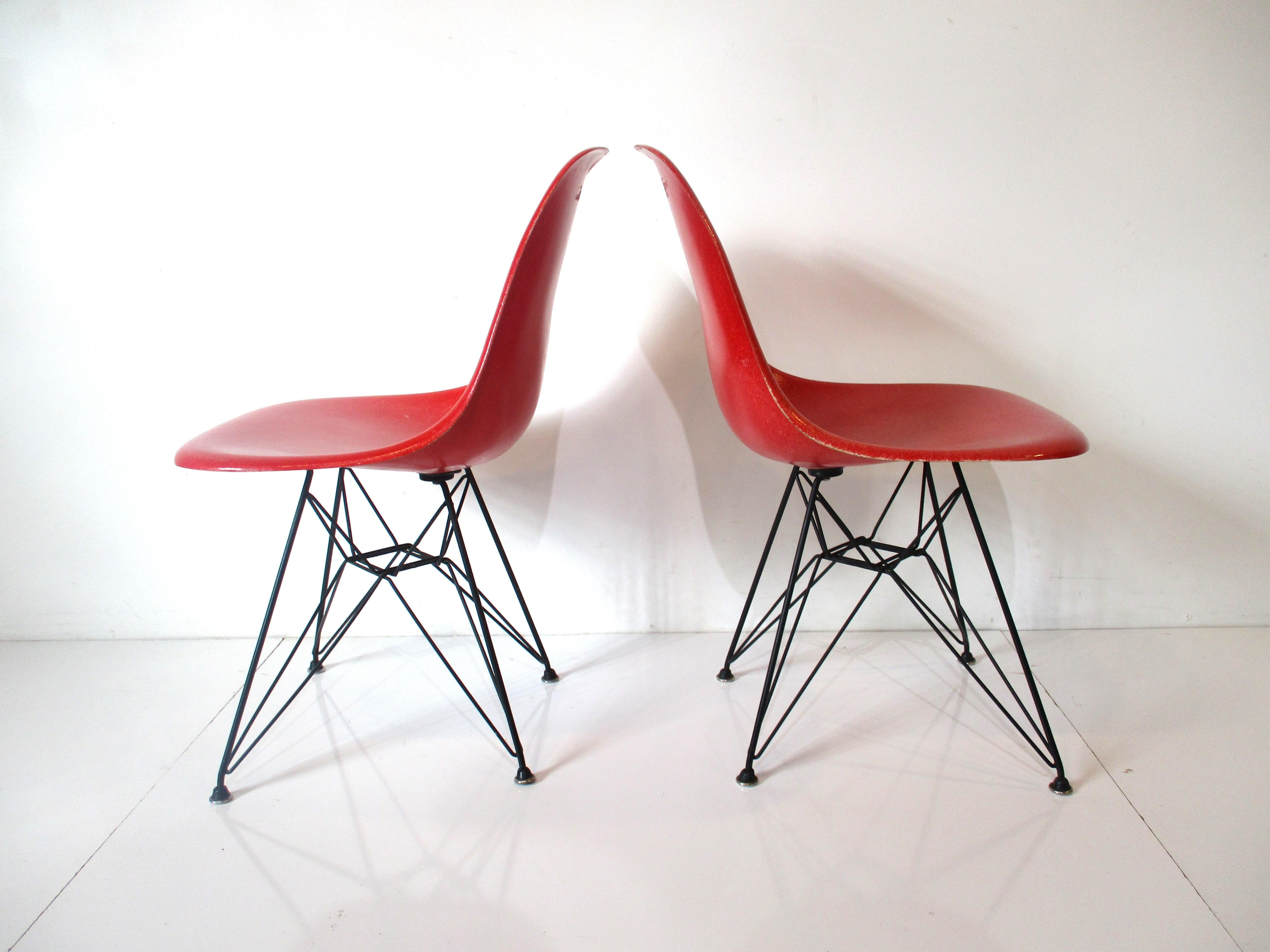 Mid-Century Modern Pair Eames Eiffel Tower Side Chairs for Herman Miller