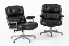 Coppia di sedie da ufficio in pelle nera A. Miller Time Life