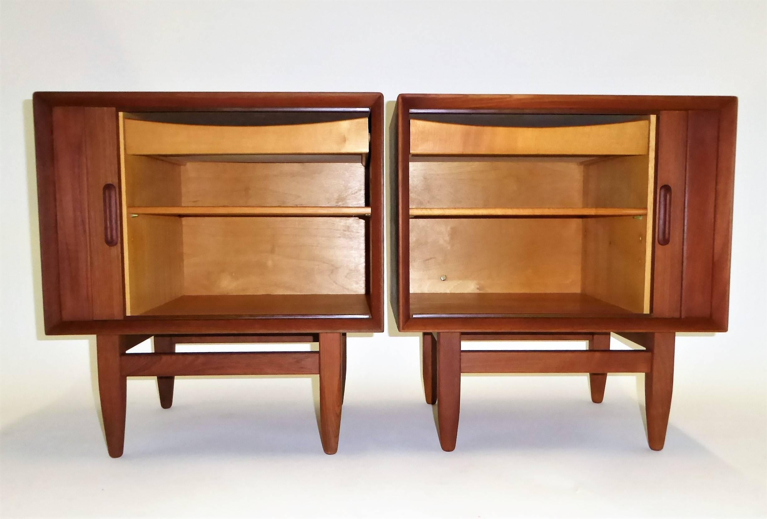 Pair of Early 1960s Danish Teak Nightstands by Arne Wahl Iversen for Falster 7