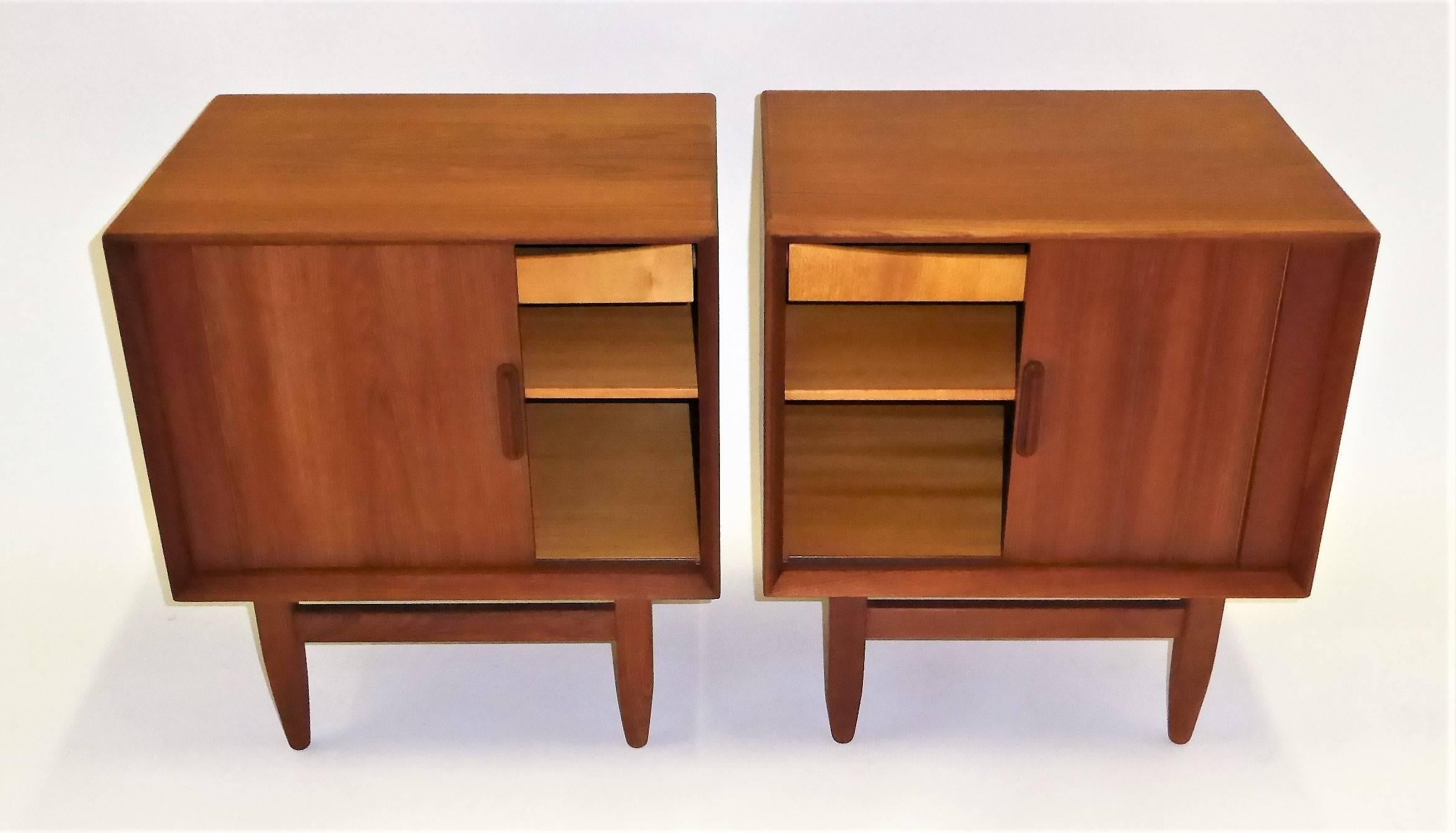 Pair of Early 1960s Danish Teak Nightstands by Arne Wahl Iversen for Falster In Good Condition In Miami, FL