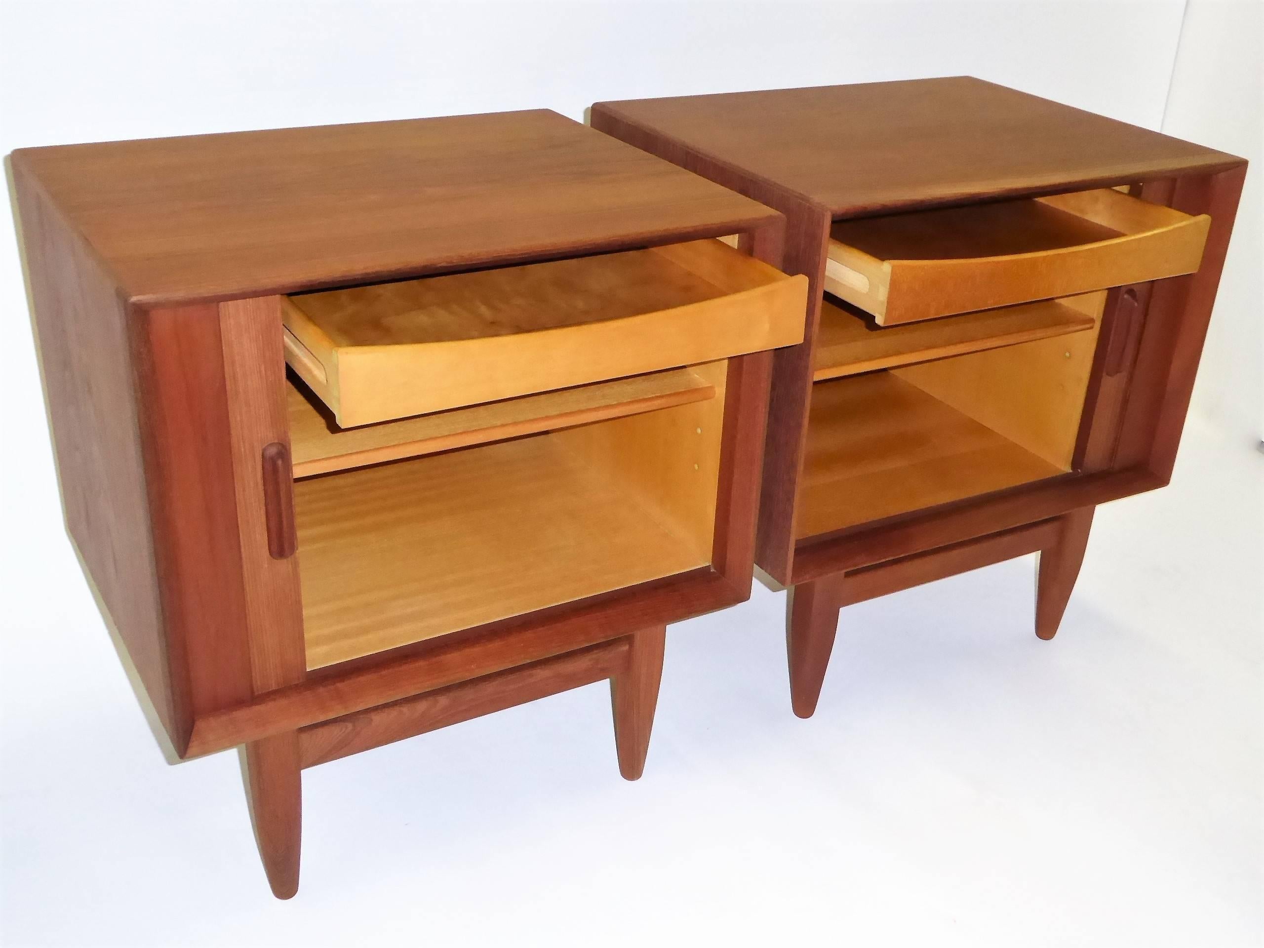 Mid-20th Century Pair of Early 1960s Danish Teak Nightstands by Arne Wahl Iversen for Falster