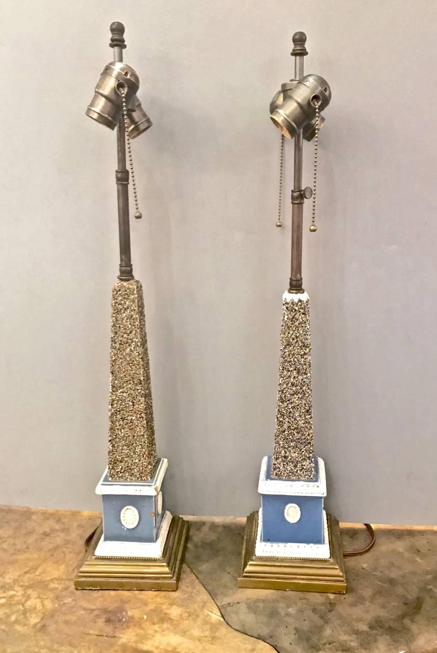 Pottery Pair of Early 19th Century Pearlware Obelisks, Assembled For Sale