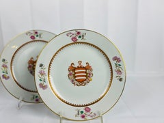 Pair, Early 19th Century Davenport Armorial Porcelain 9" Plates