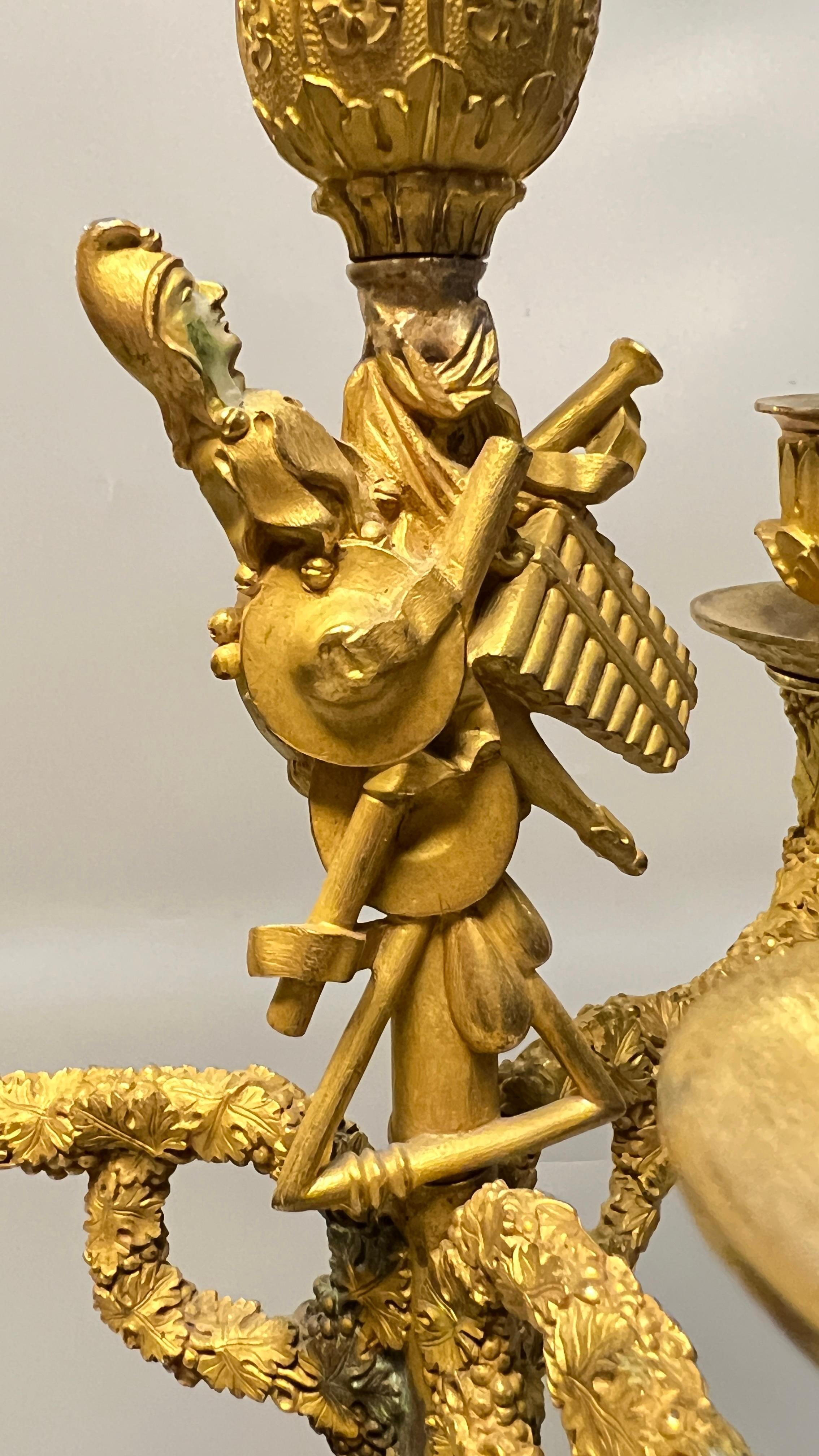 Pair early 19th Century French Empire Figurative Ormolu Bronze Candelabra Lamps For Sale 10