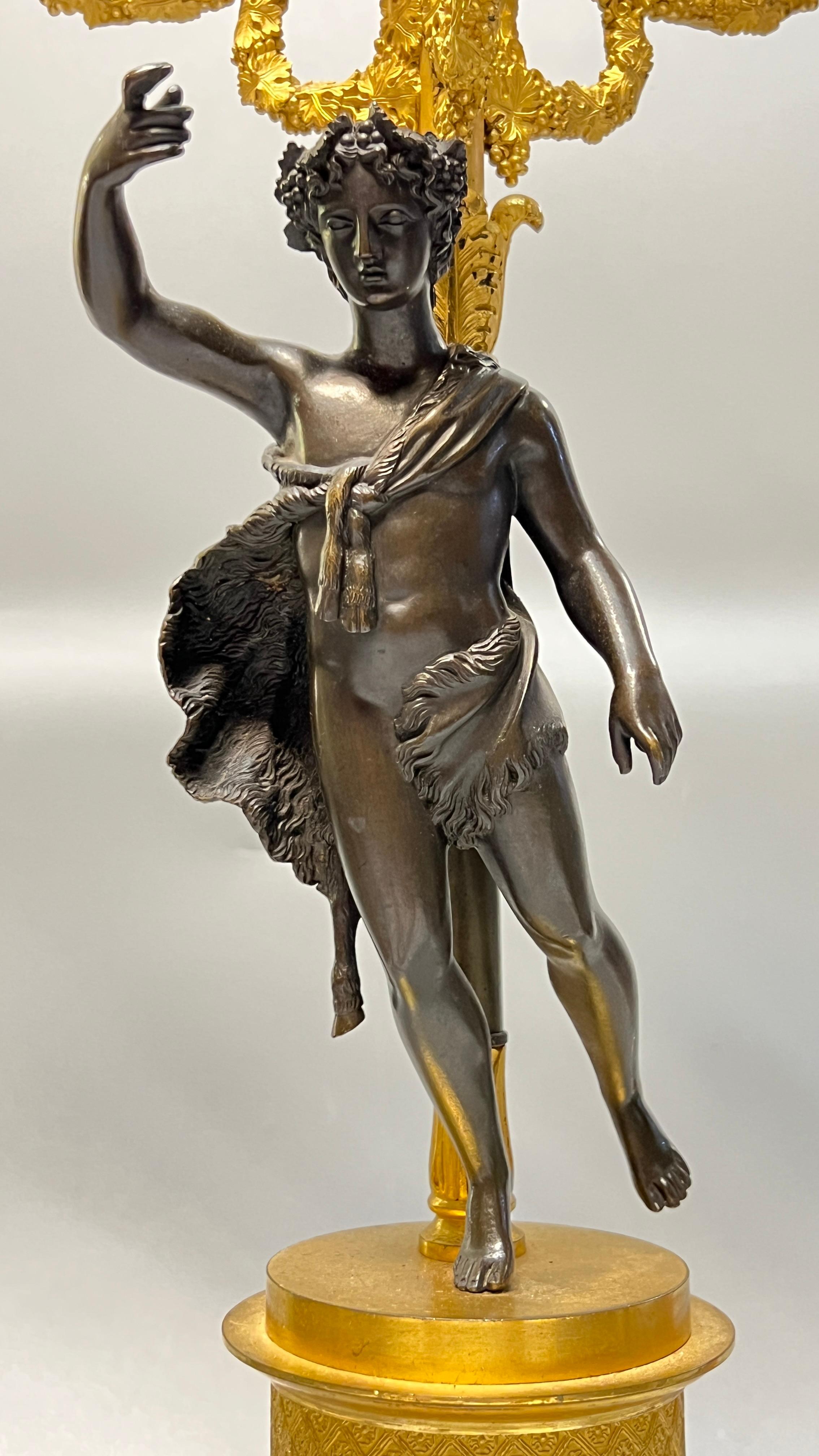 Pair early 19th Century French Empire Figurative Ormolu Bronze Candelabra Lamps For Sale 13