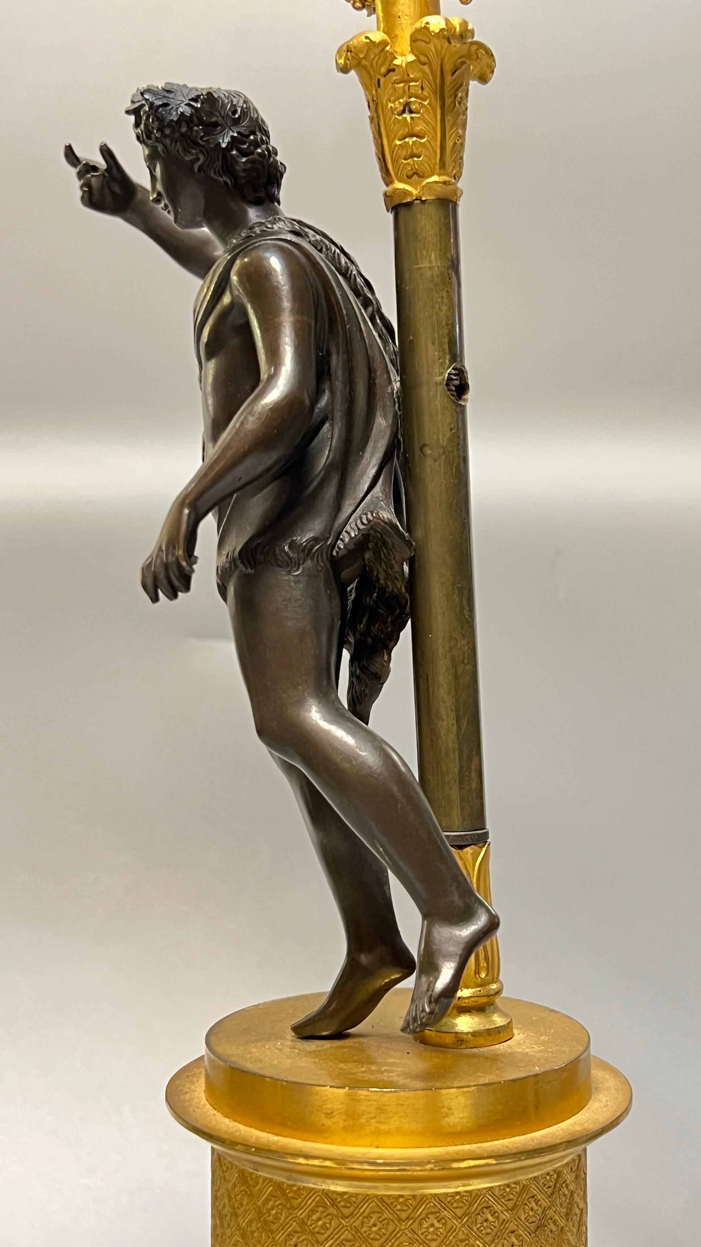 Pair early 19th Century French Empire Figurative Ormolu Bronze Candelabra Lamps For Sale 14