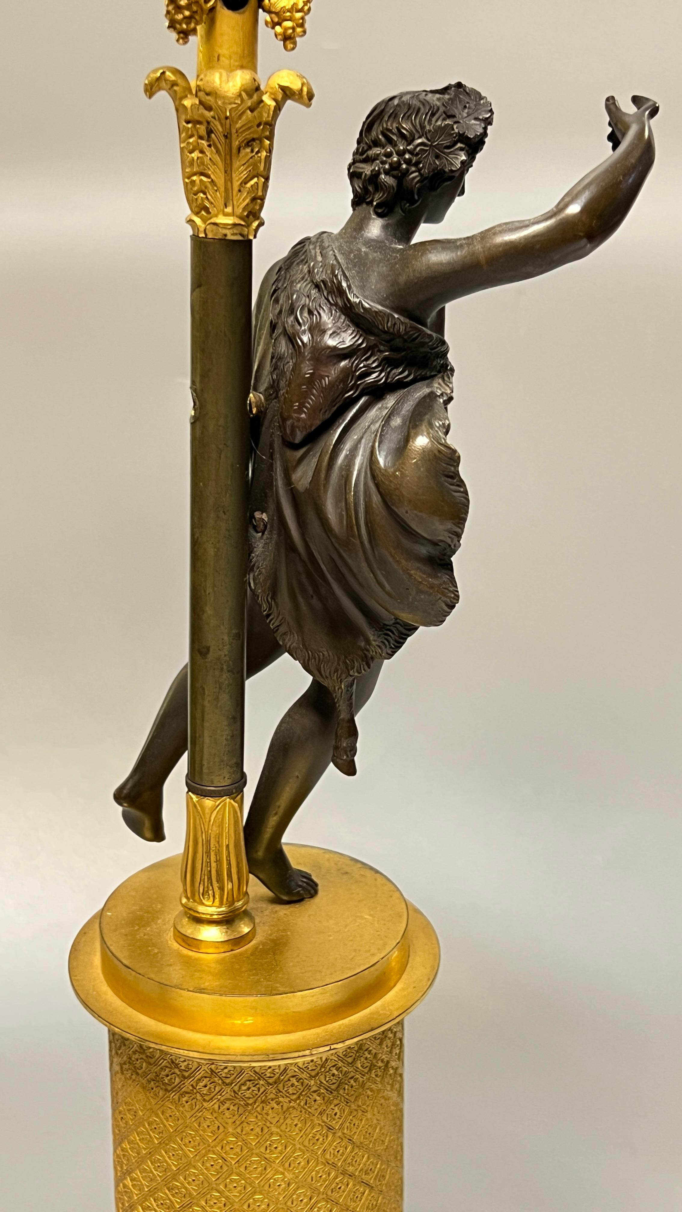 Pair early 19th Century French Empire Figurative Ormolu Bronze Candelabra Lamps For Sale 15