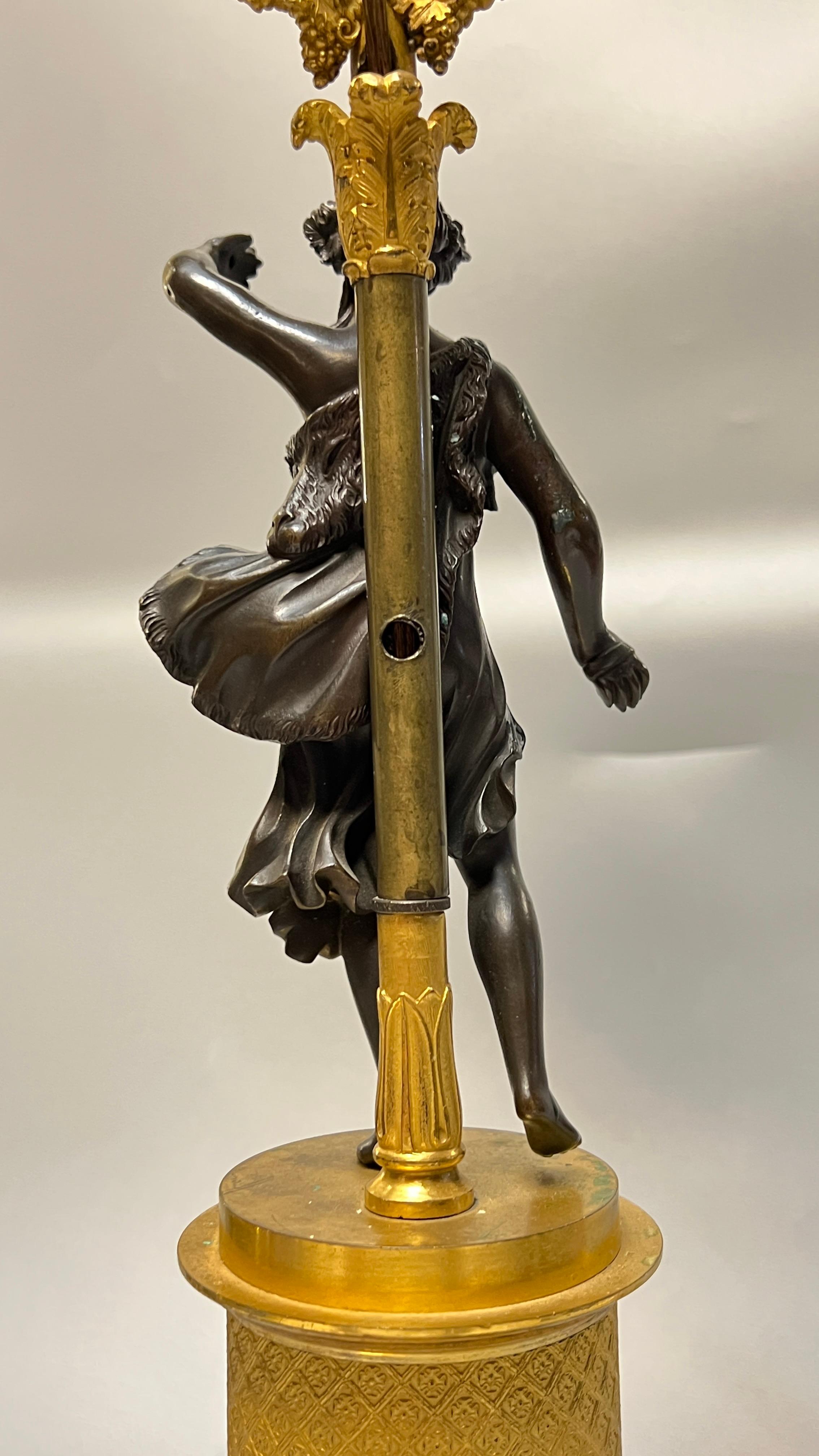 Pair early 19th Century French Empire Figurative Ormolu Bronze Candelabra Lamps For Sale 16