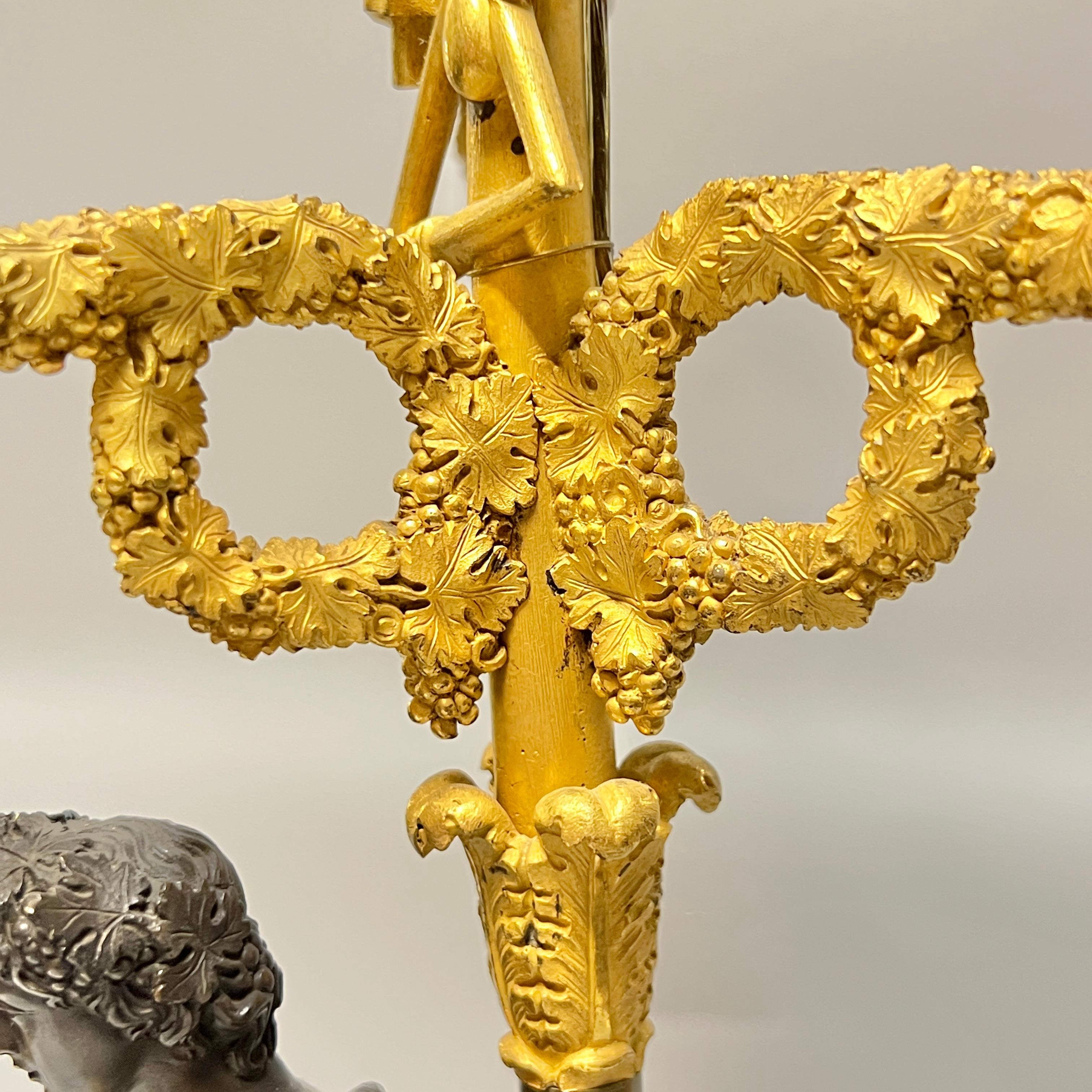 Pair early 19th Century French Empire Figurative Ormolu Bronze Candelabra Lamps For Sale 4