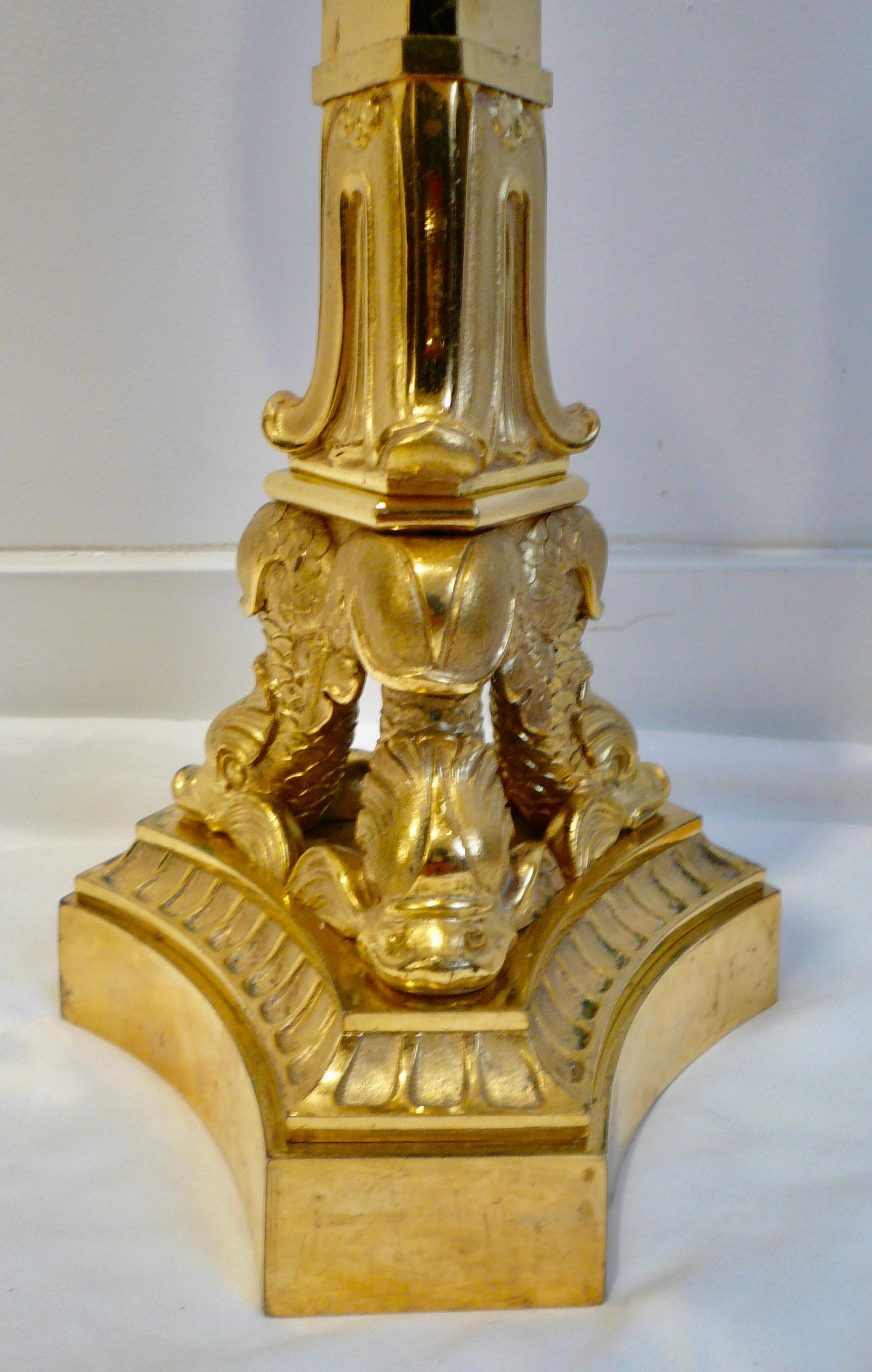 Pair Early 19th Century French Empire Ormolu Four Light Candelabra For Sale 6