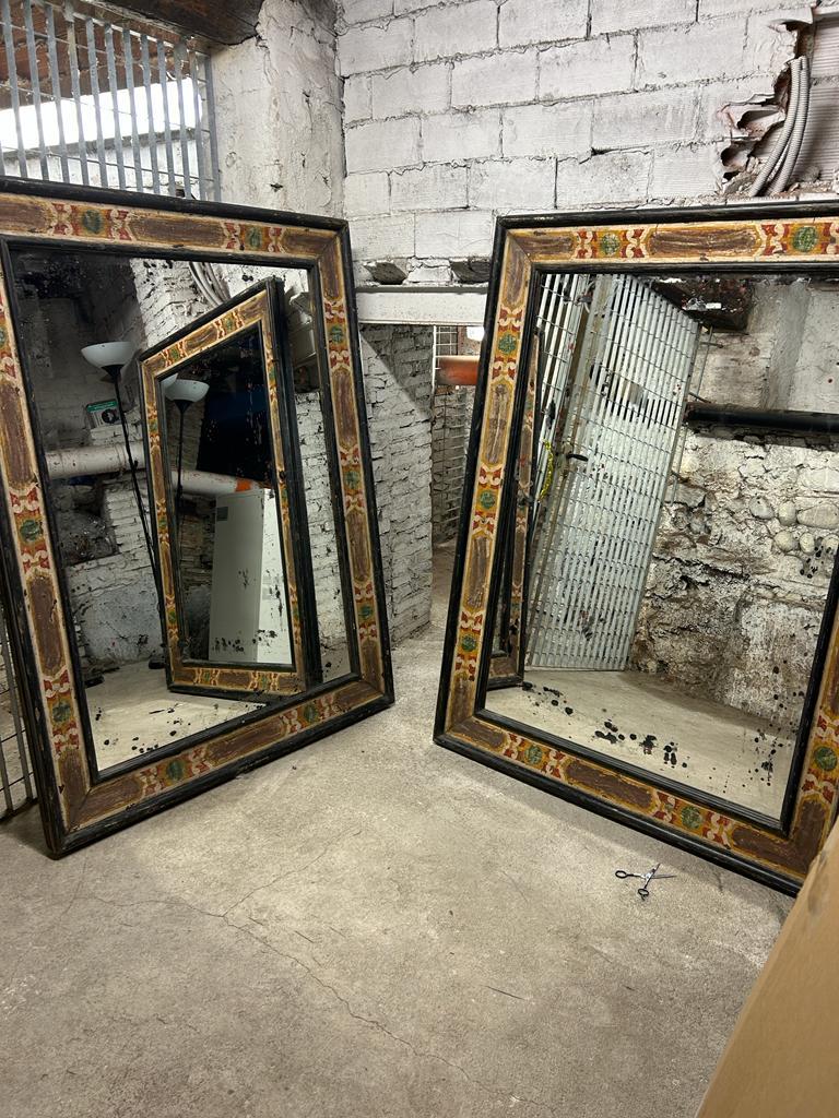 Hand-Crafted Pair Early 19th Century Italian Empire Period Carved Wood Casetta Framed Mirrors For Sale